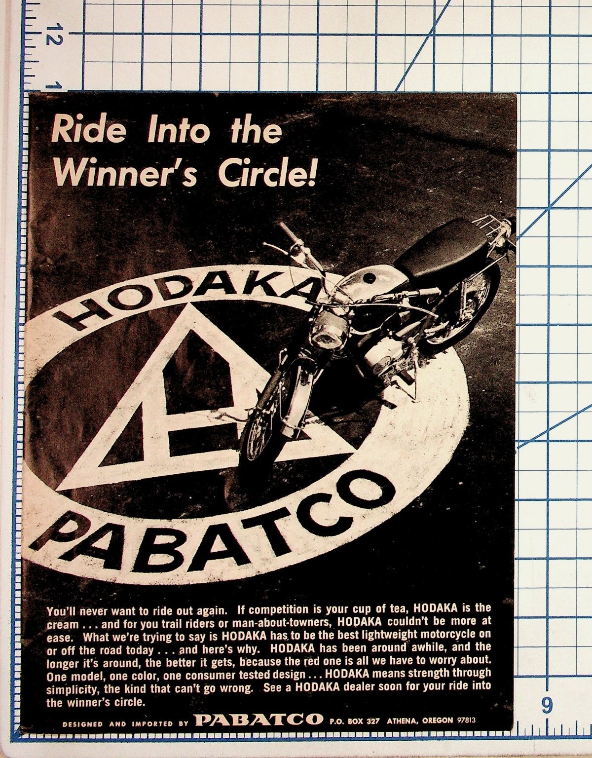 Vintage Hodaka Motorcycle Ad PABATCO Athena OR Print Ephemera