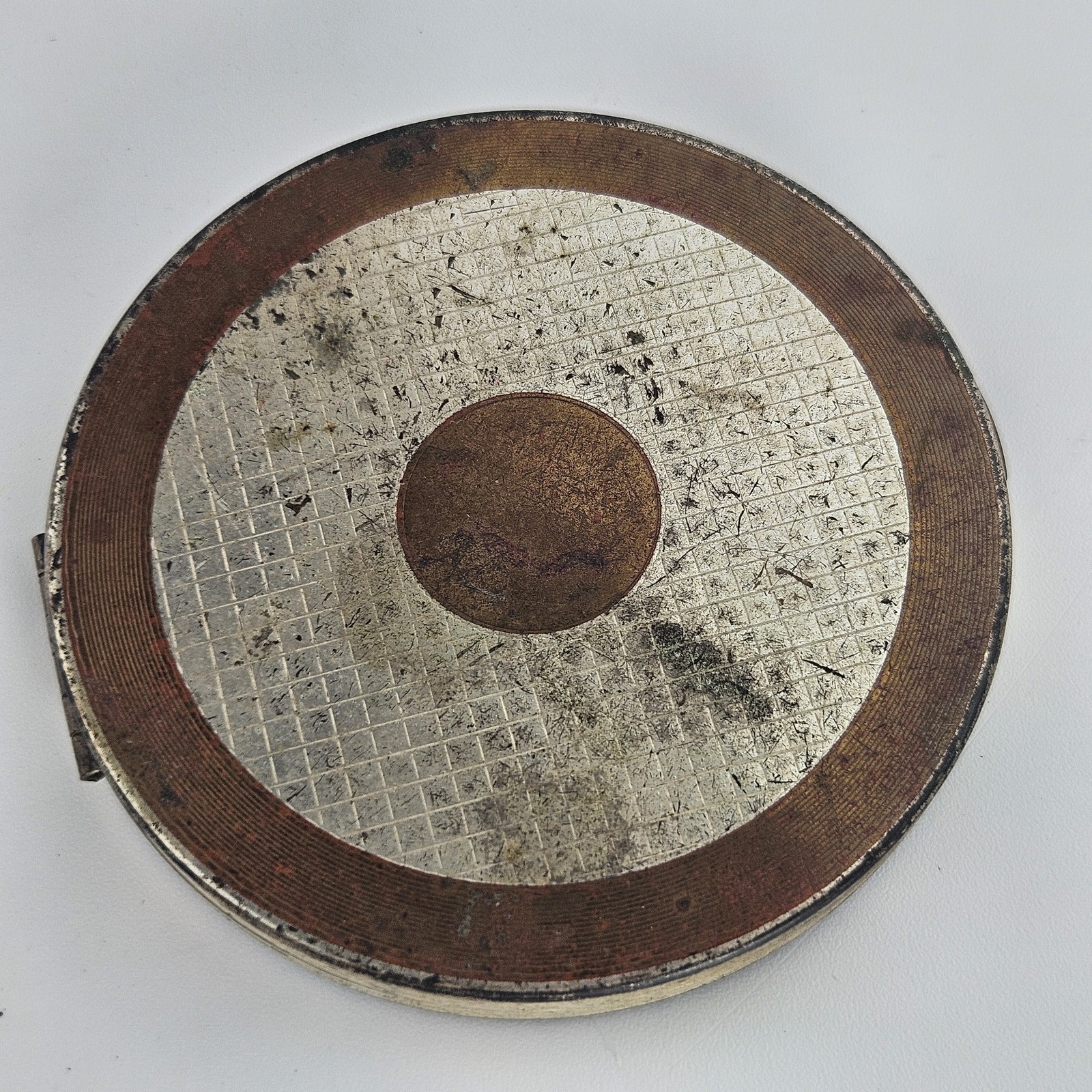 Vintage Rex Fifth Avenue Round Loose Powder Compact with Puff Floral Inner Door