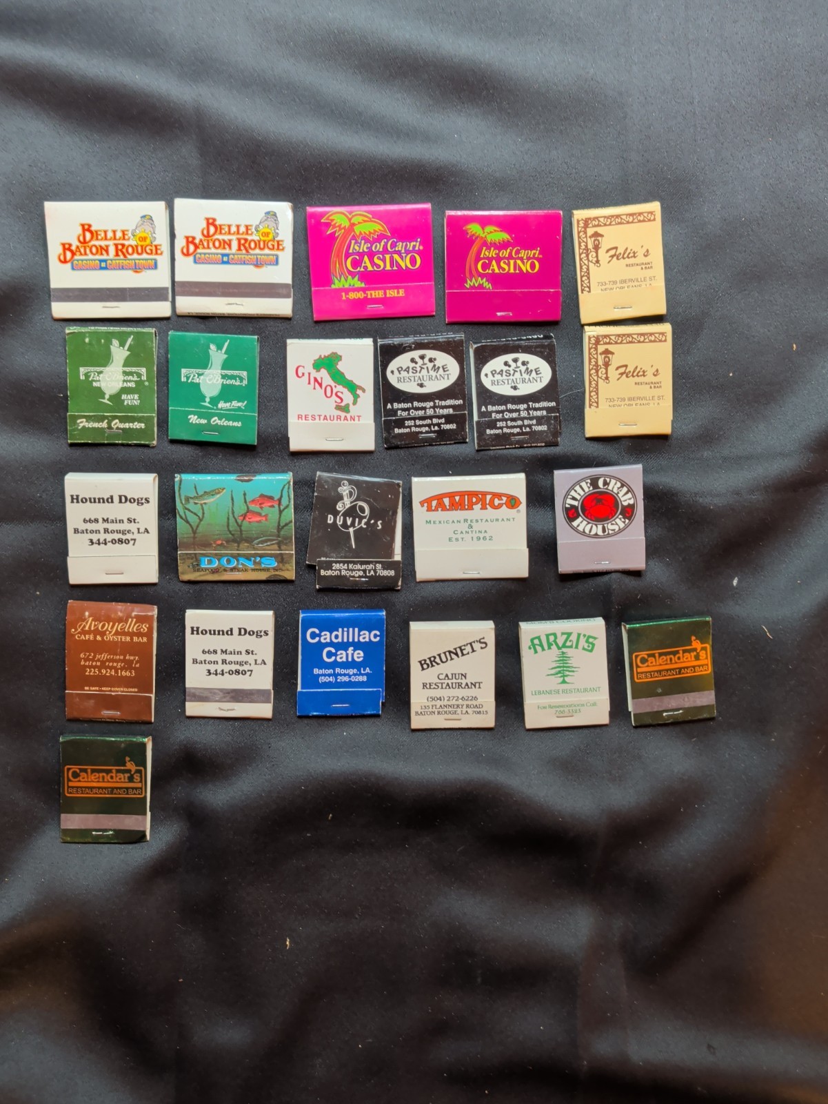 Vintage Louisiana Baton Rouge New Orleans Matchbook Lot 22pc Belle Casino Felix