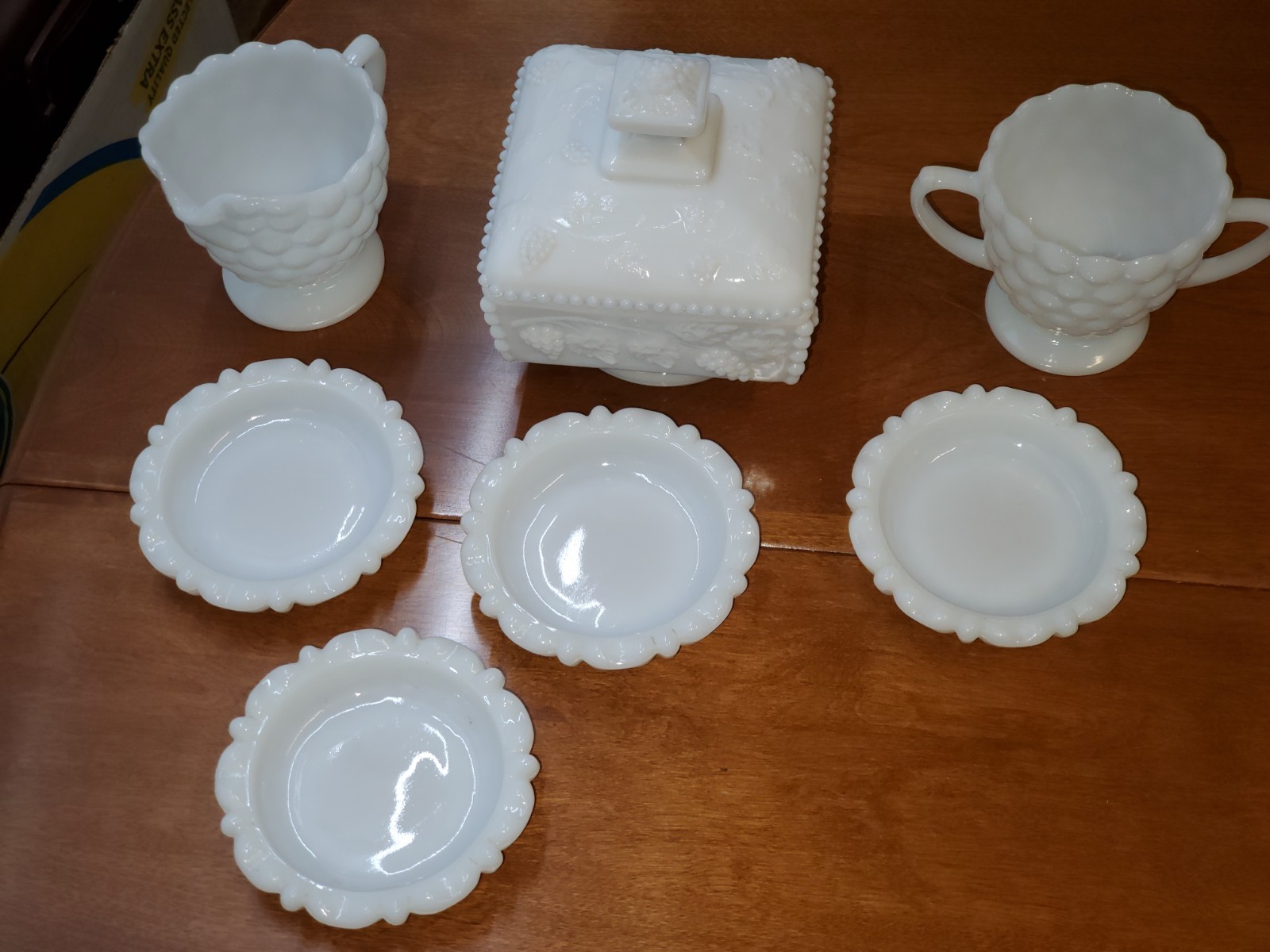 7 Piece Vintage Milk Glass Set