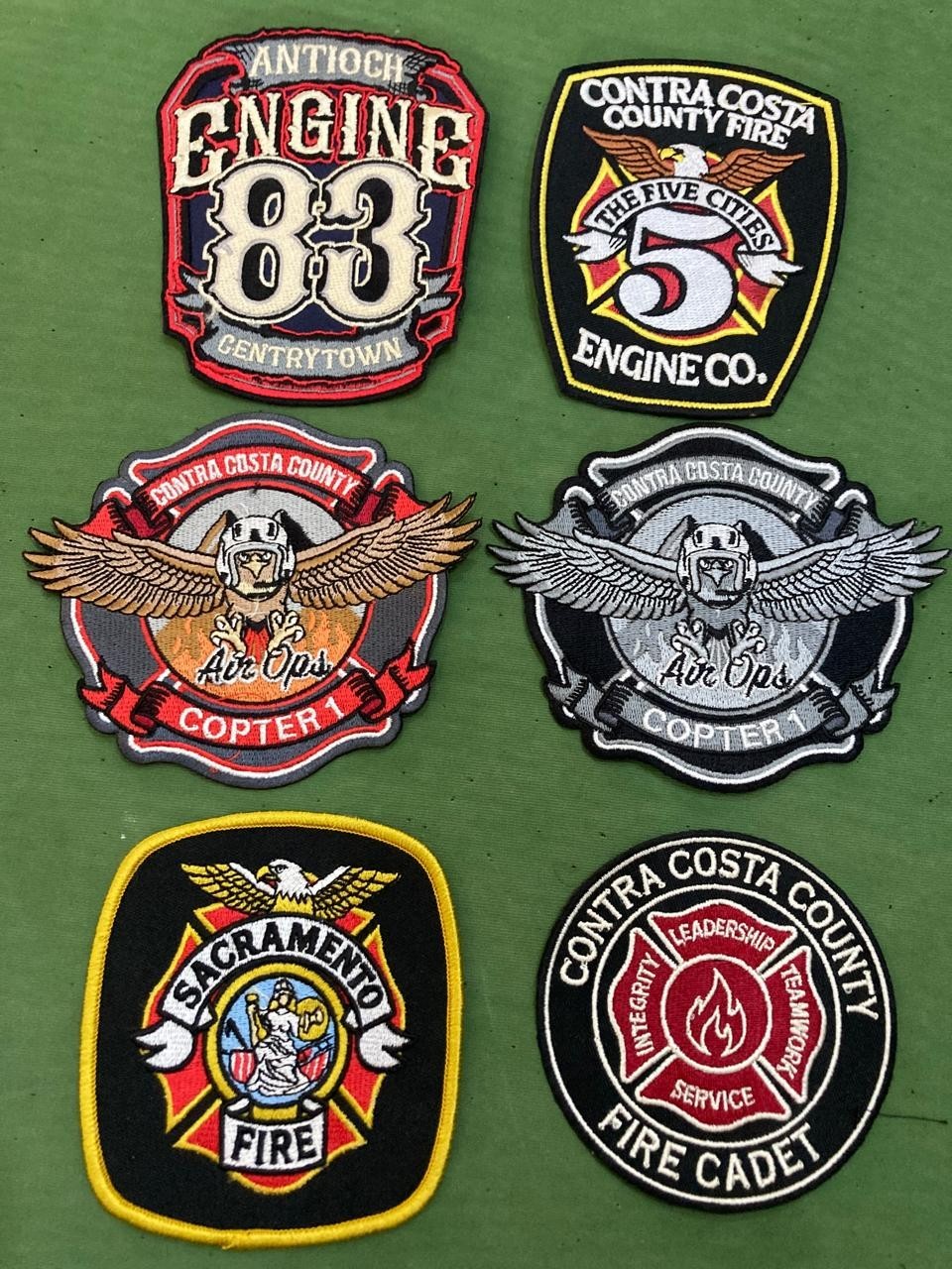 6 Rare Fire Department Air Ops Copter Patches Antioch Contra Costa Sacramento