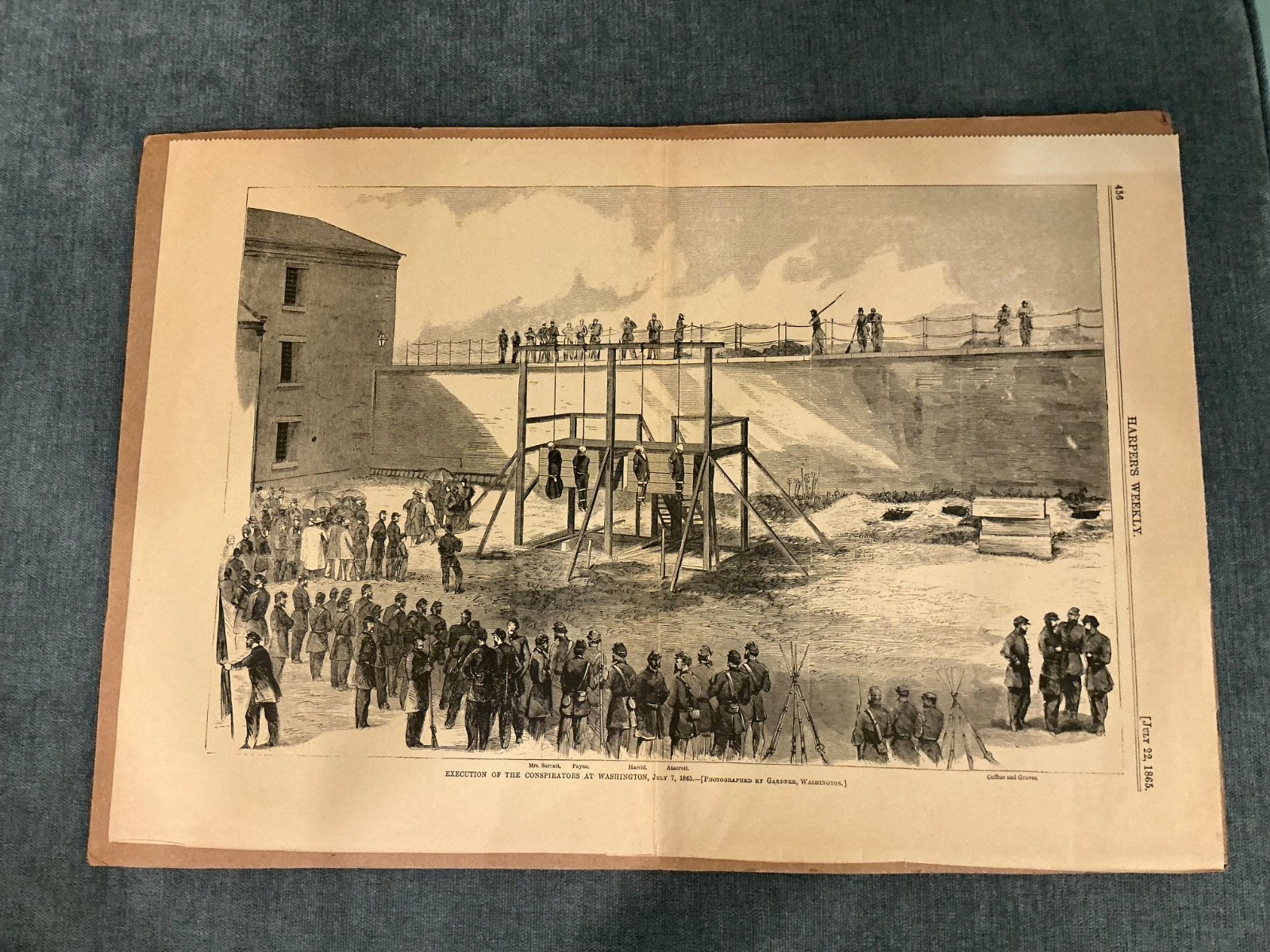 Abraham Lincoln Assassination Conspirators Execution Engraving Harpers Weekly