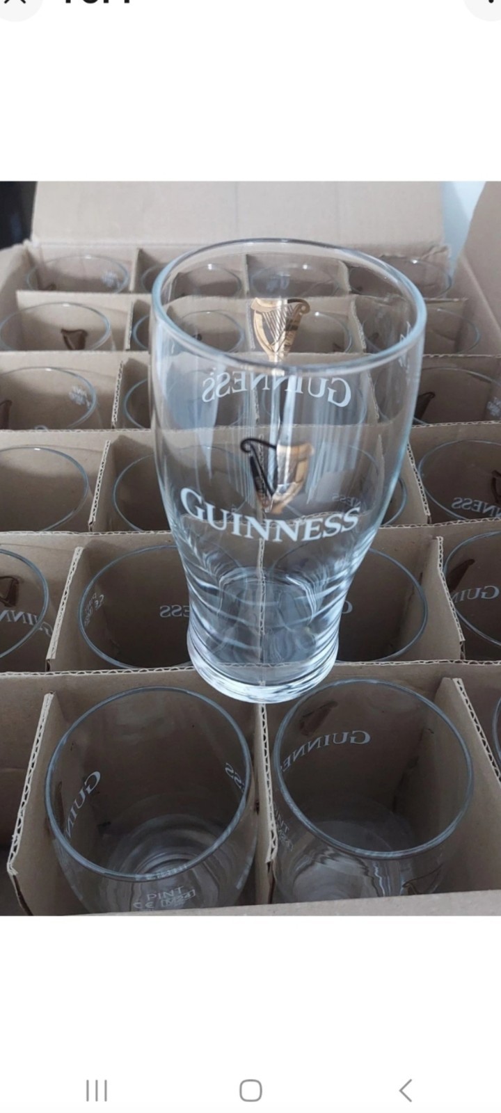 Box of X24 Tulip Style Guinness Pint Glasses New Unused