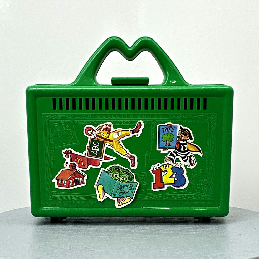 Vtg 1987 McDonald\'s Green Plastic Lunch Box Happy Meal Lunch Bunch Pencil Case 