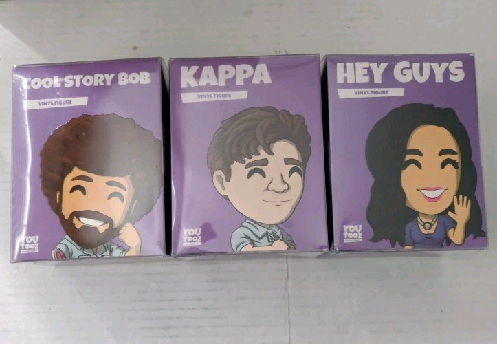 Youtooz TWITCH Emote Collection. Cool Story Bob, Kappa, Hey Guys Vinyl Figures