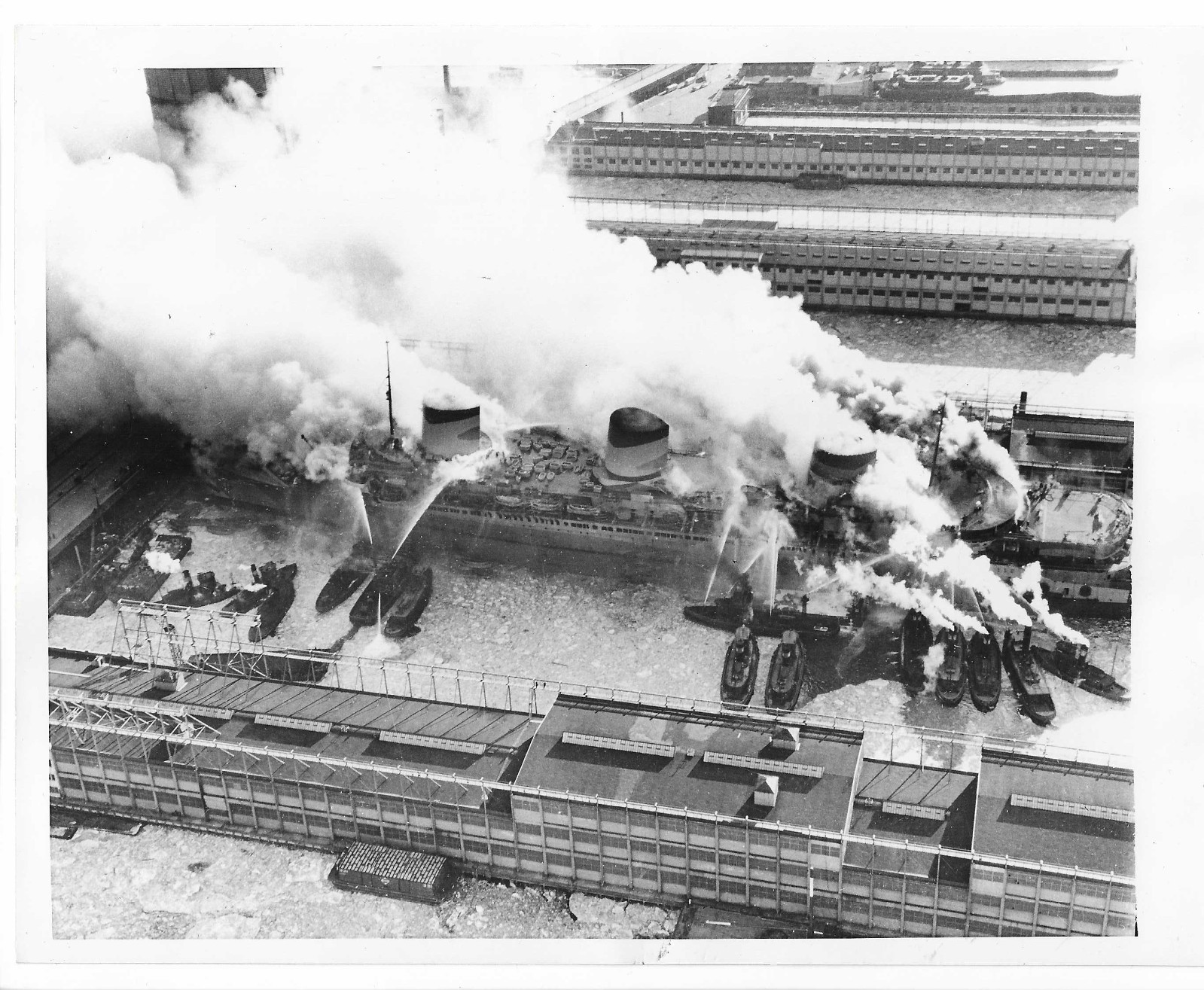 SS NORMANDIE LAFAYETTE Fire Feb 2 1942 NYC Vintage Original 9x7 Press Photo Ship SS NORMANDIE LAFAYETTE Fire Feb 2 1942 NYC Vintage Original 9x7 Press Photo Ship