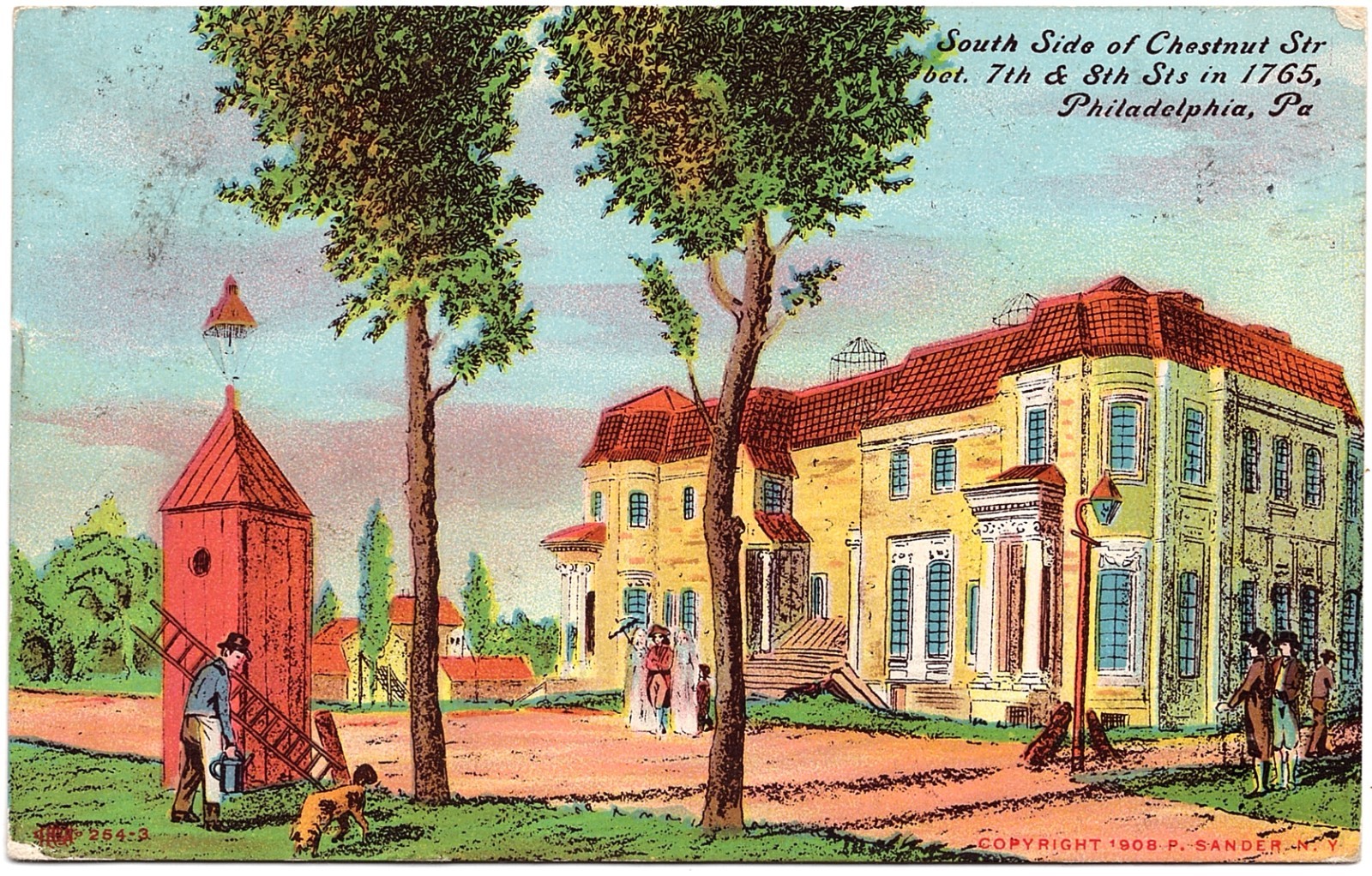 1908 Philadelphia PA South Side Chestnut St. Between 7th & 8th in 1765 Postcard