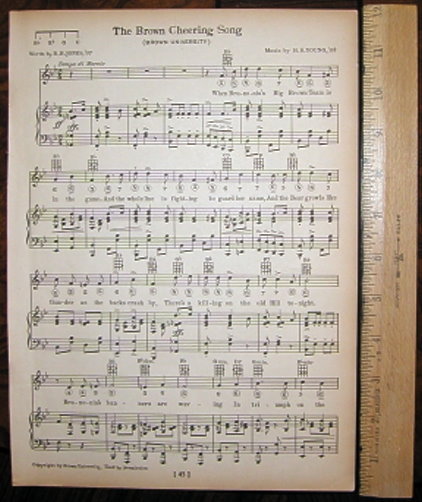 BROWN UNIVERSITY Vintage Song Sheet c 1929 