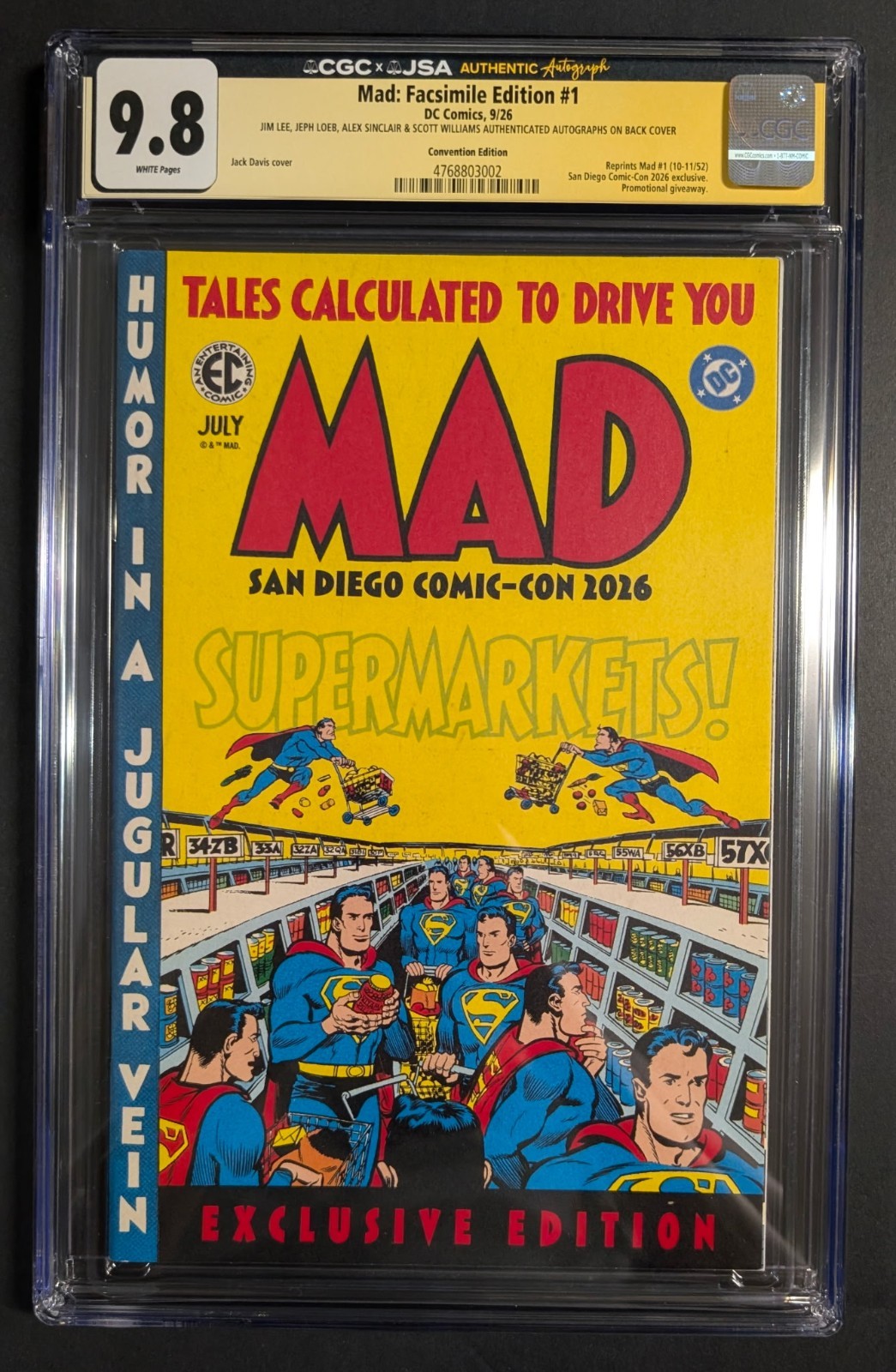 SDCC 2026 DC Mad Mag Ex Cover Ed. CGC 9.8 4x Signed Lee Loeb Williams Sinclair 