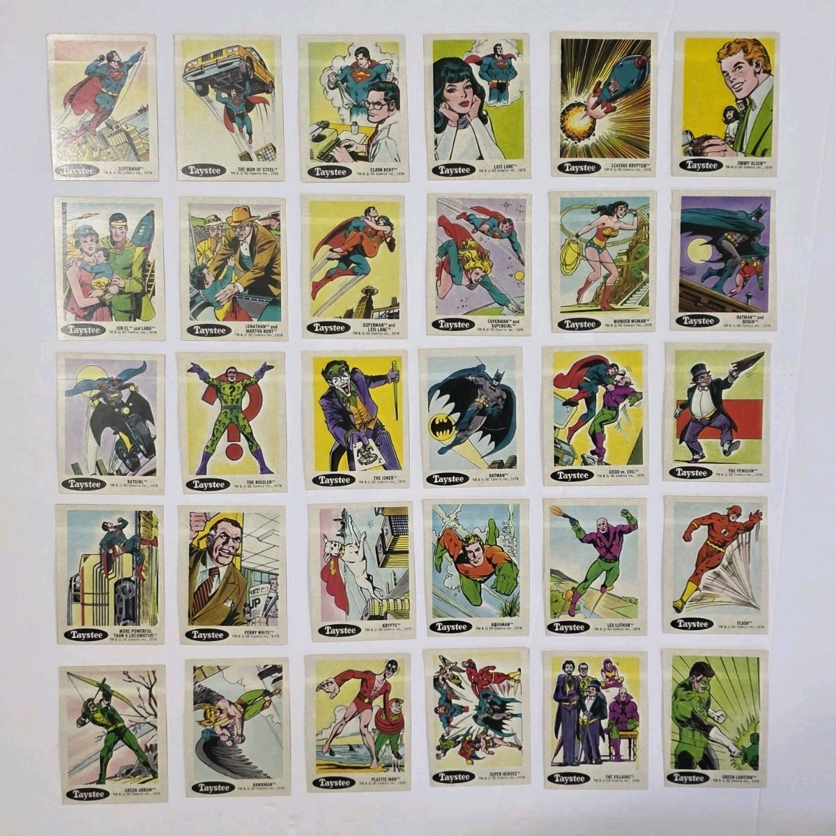 Vintage 1978 Taystee Bread DC Comics Superheroes Sticker Cards Complete Set 