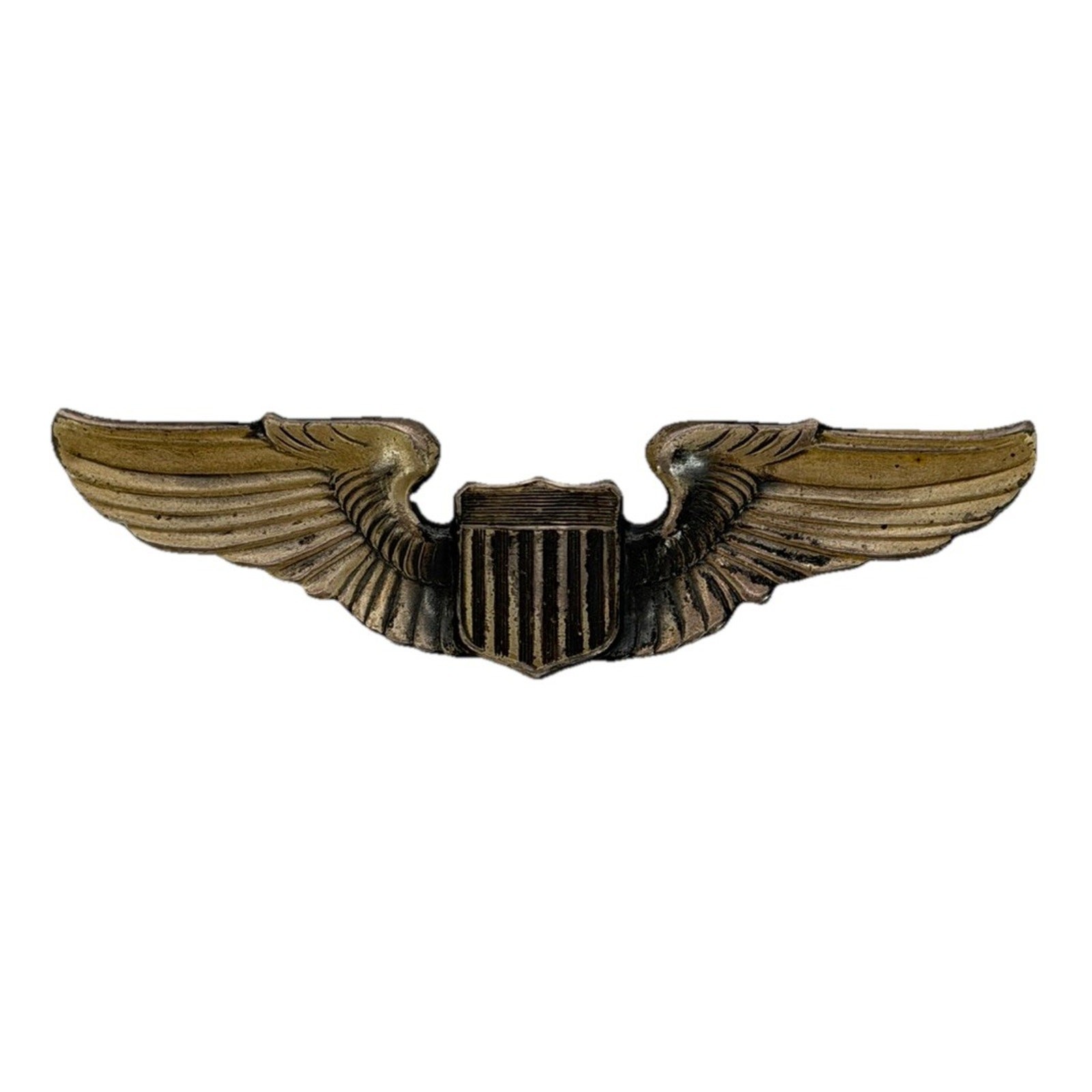Vintage WWII US Army Air Corps Wings USAAF Silver Plated On Brass Military RARE