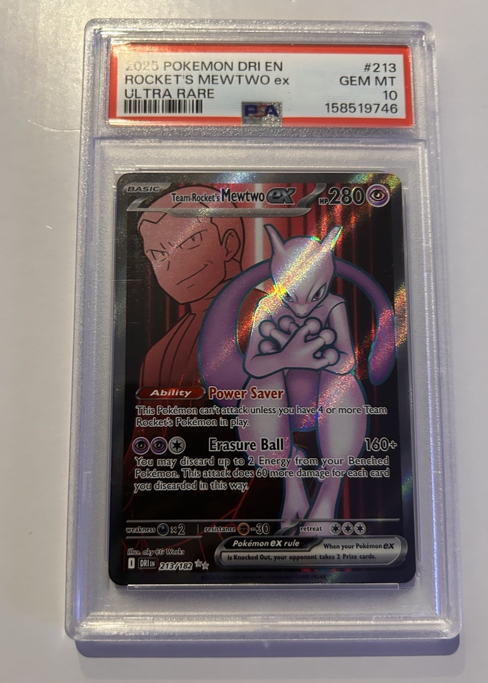 2025 Pokémon DR1 EN Team Rocket's Mewtwo ex PSA 10 Ultra Rare #213/183