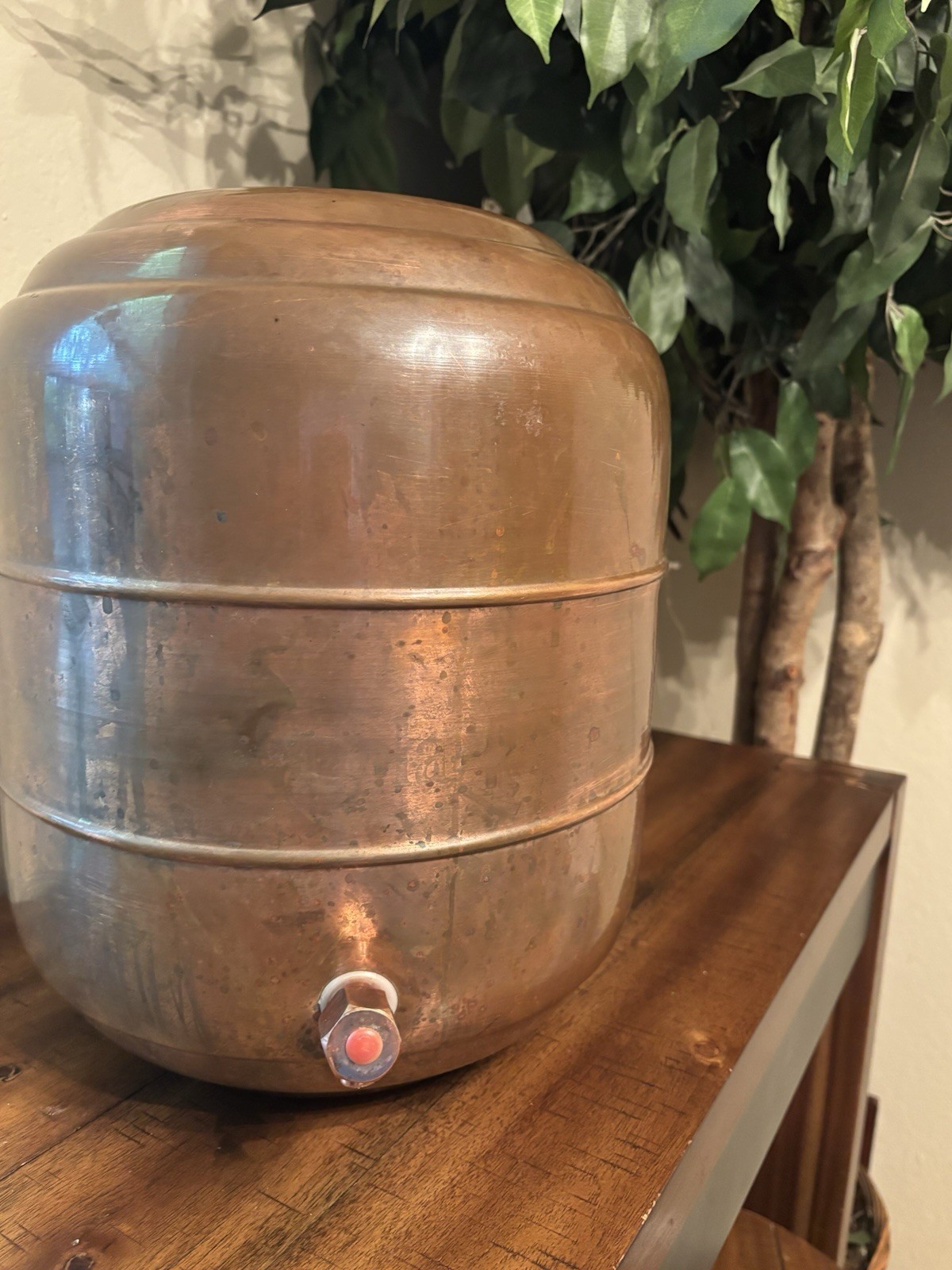 Antique American Ayurveda Copper Water Dispenser, 5 Gallon Without Lid