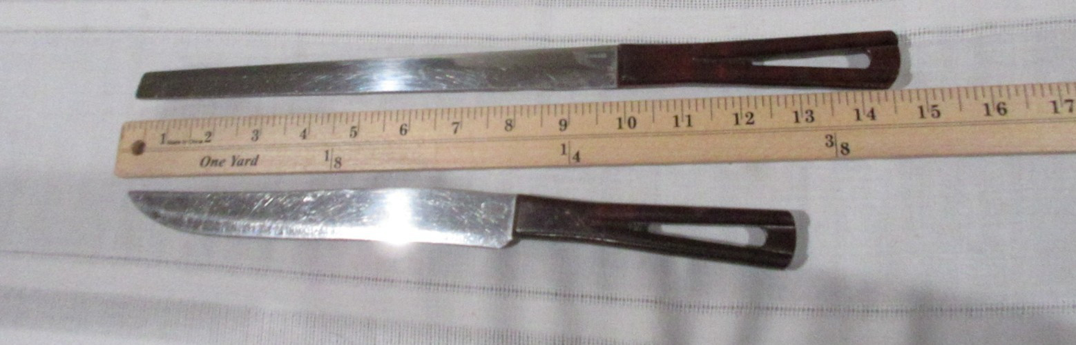 Vtg. Stanhome Stainless Steel Lot of 2 Knives-Carving and Bread Bakelite Handles