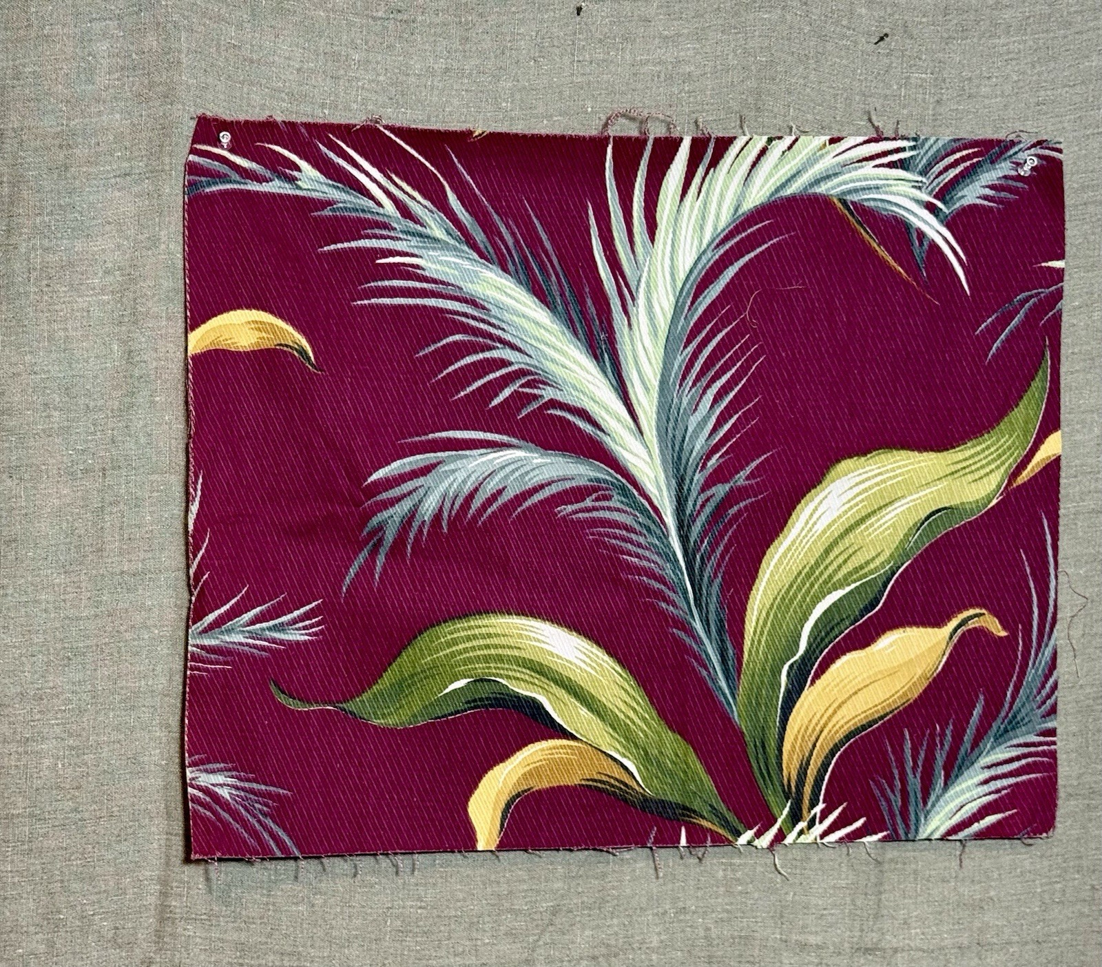 Vintage Plume Tropical Barkcloth Pillow Miami Art Decor 6 Available