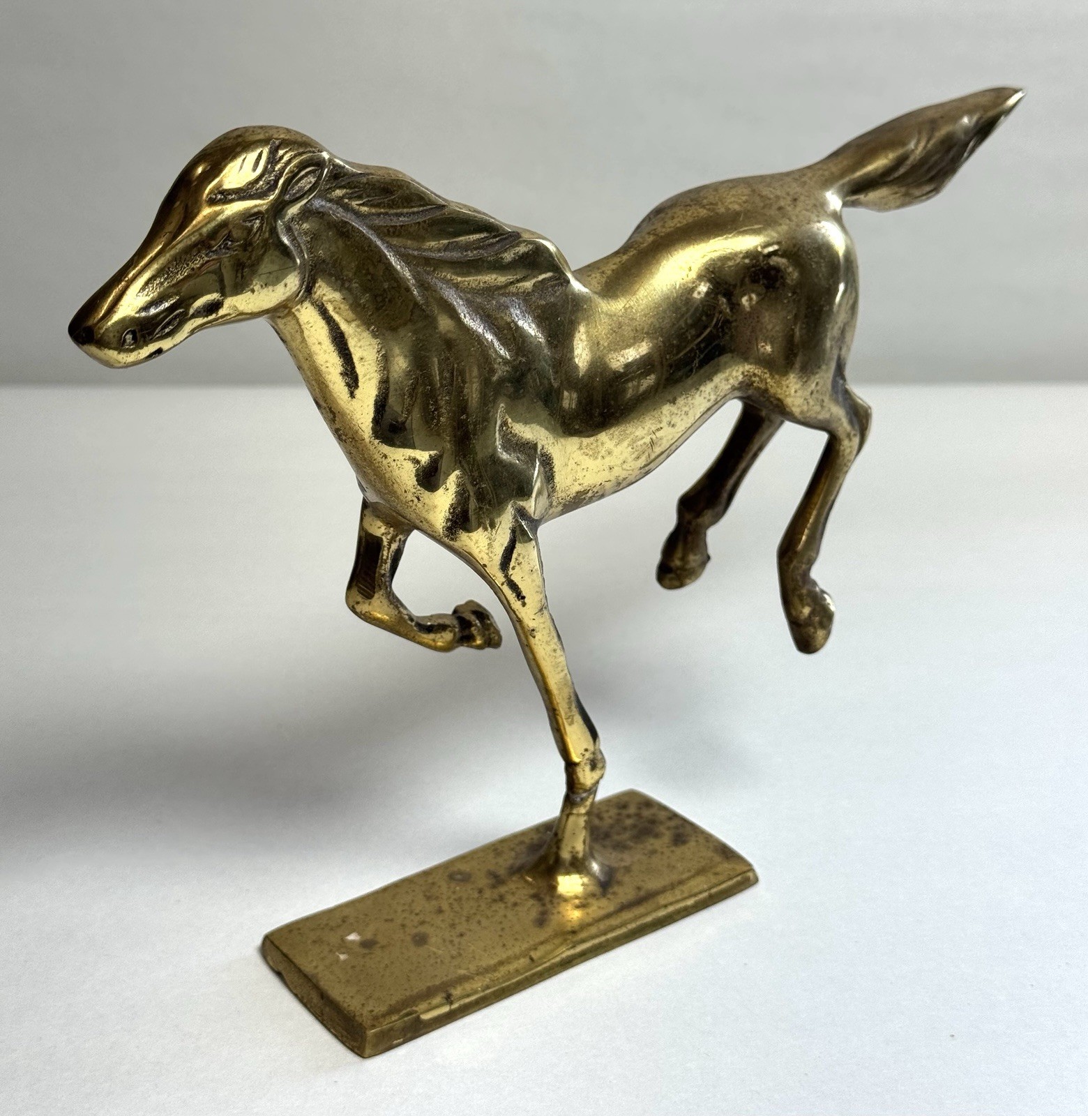 MCM Brass Running Horse Galloping On Base