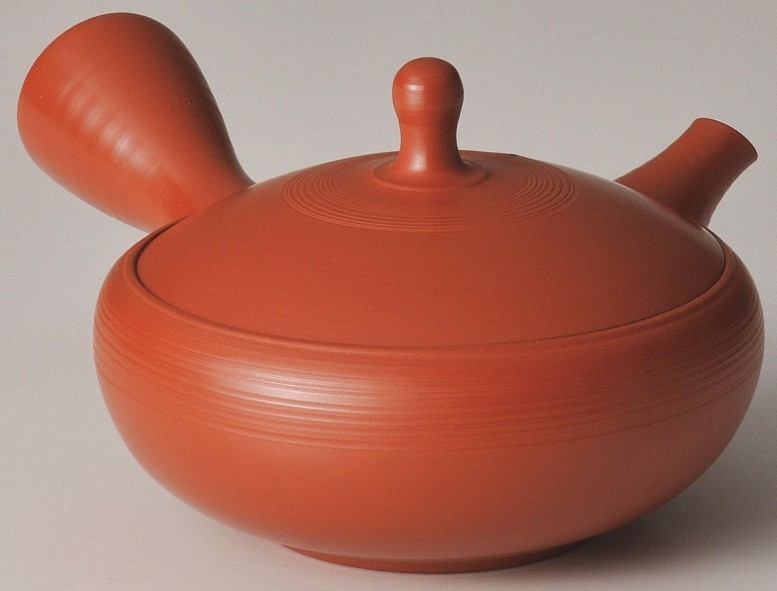 Tokoname ware Japanese Teapot Red clay Shudei Flat Kyusu 110ml by Gyokuryu Japan