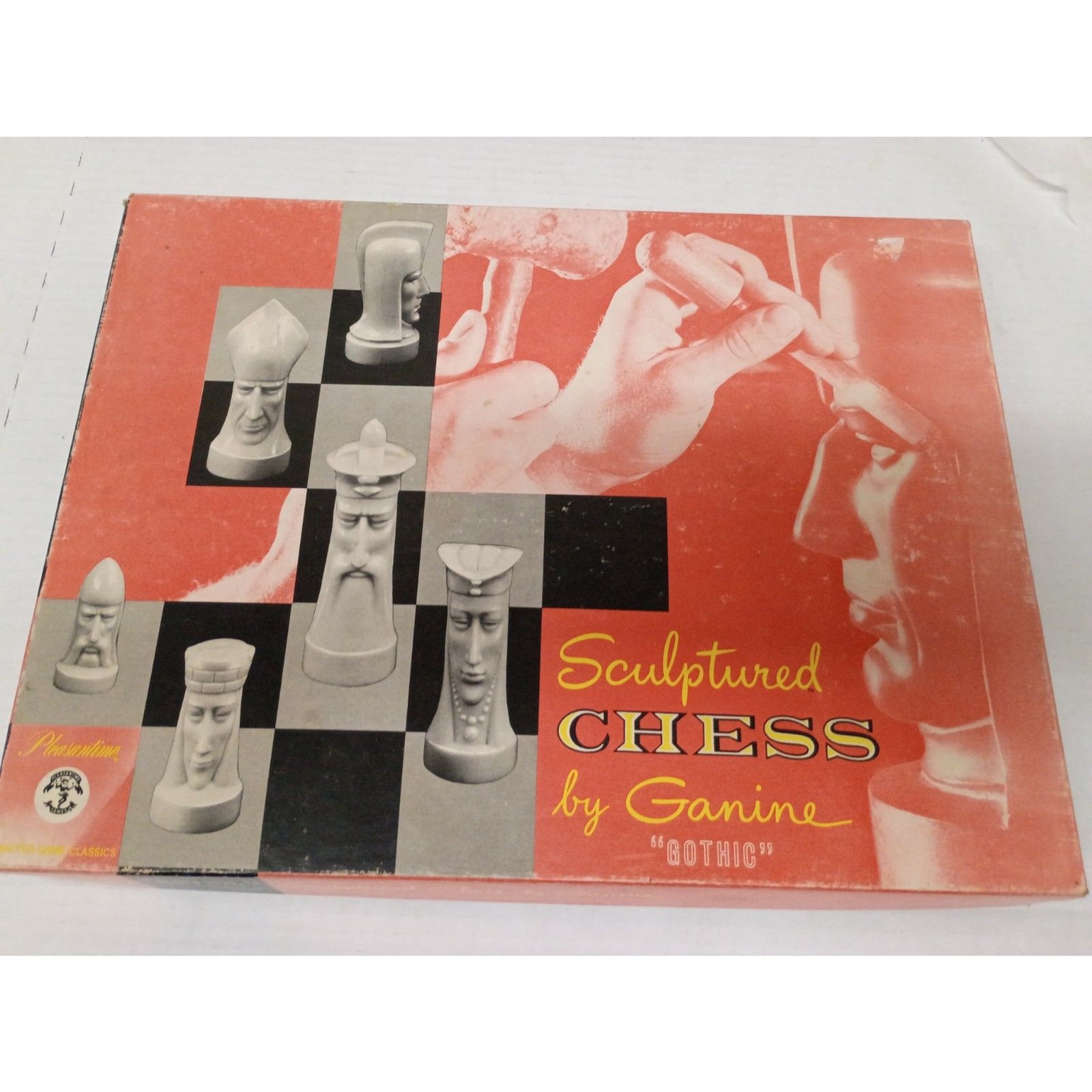 Vintage 1961 Peter Ganine Gothic Sculptured Chess Set  Salon Edition MCM Retro