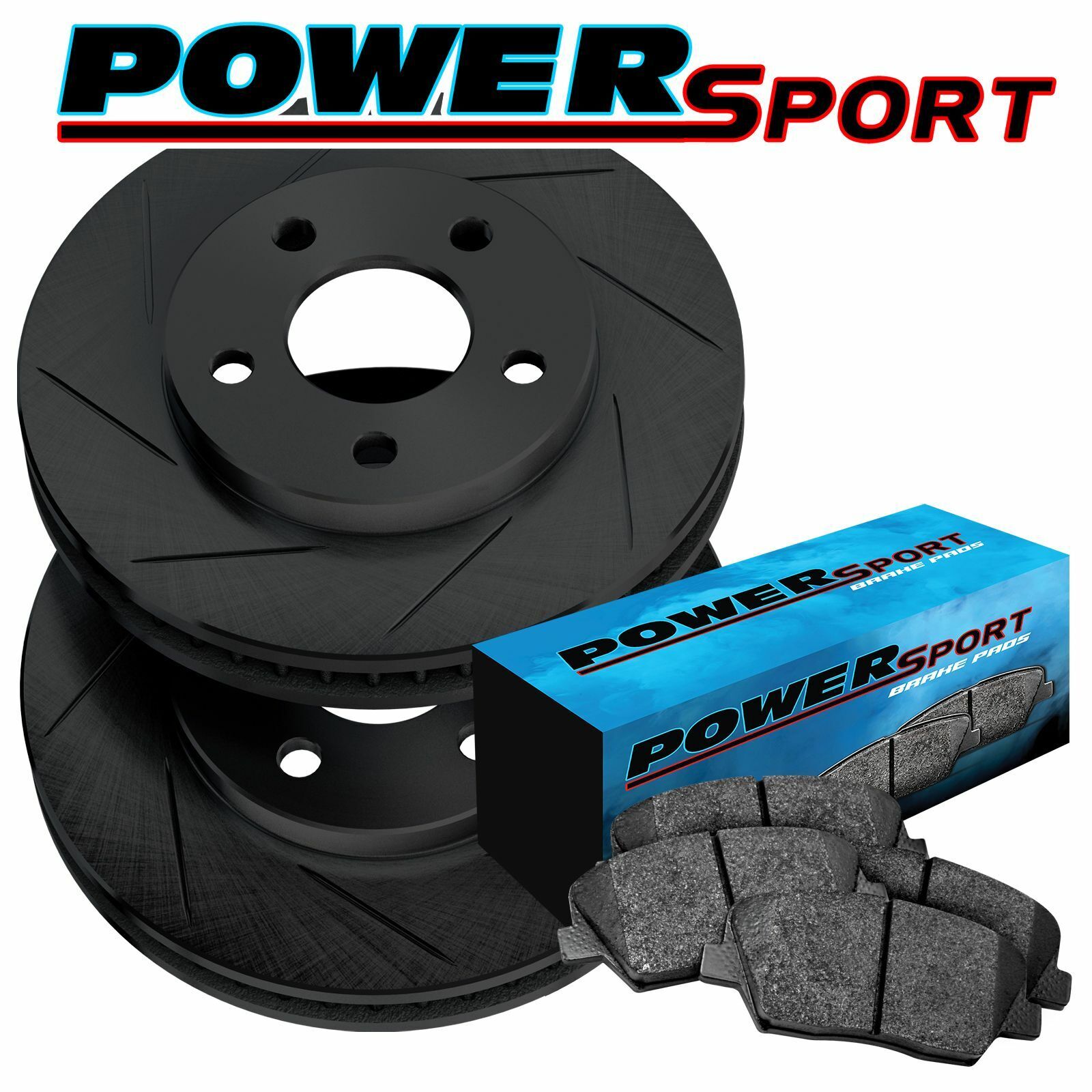 For 2012-2015 Honda Civic Front Black Slotted Brake Rotors + Ceramic Brake Pads