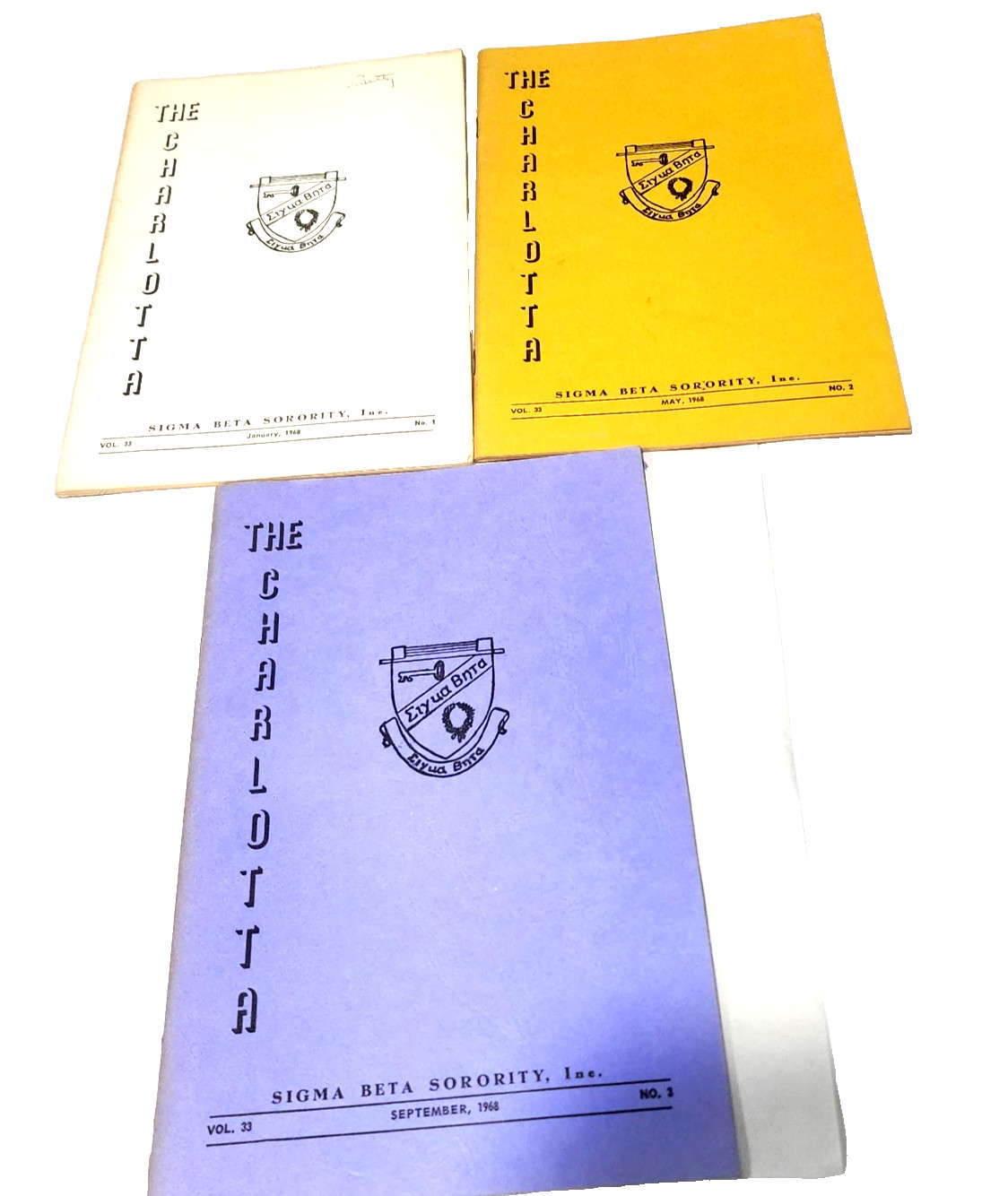 Vintage 1968 Sigma Beta Sorority The Charlotta Booklet Lot Jan May Sept