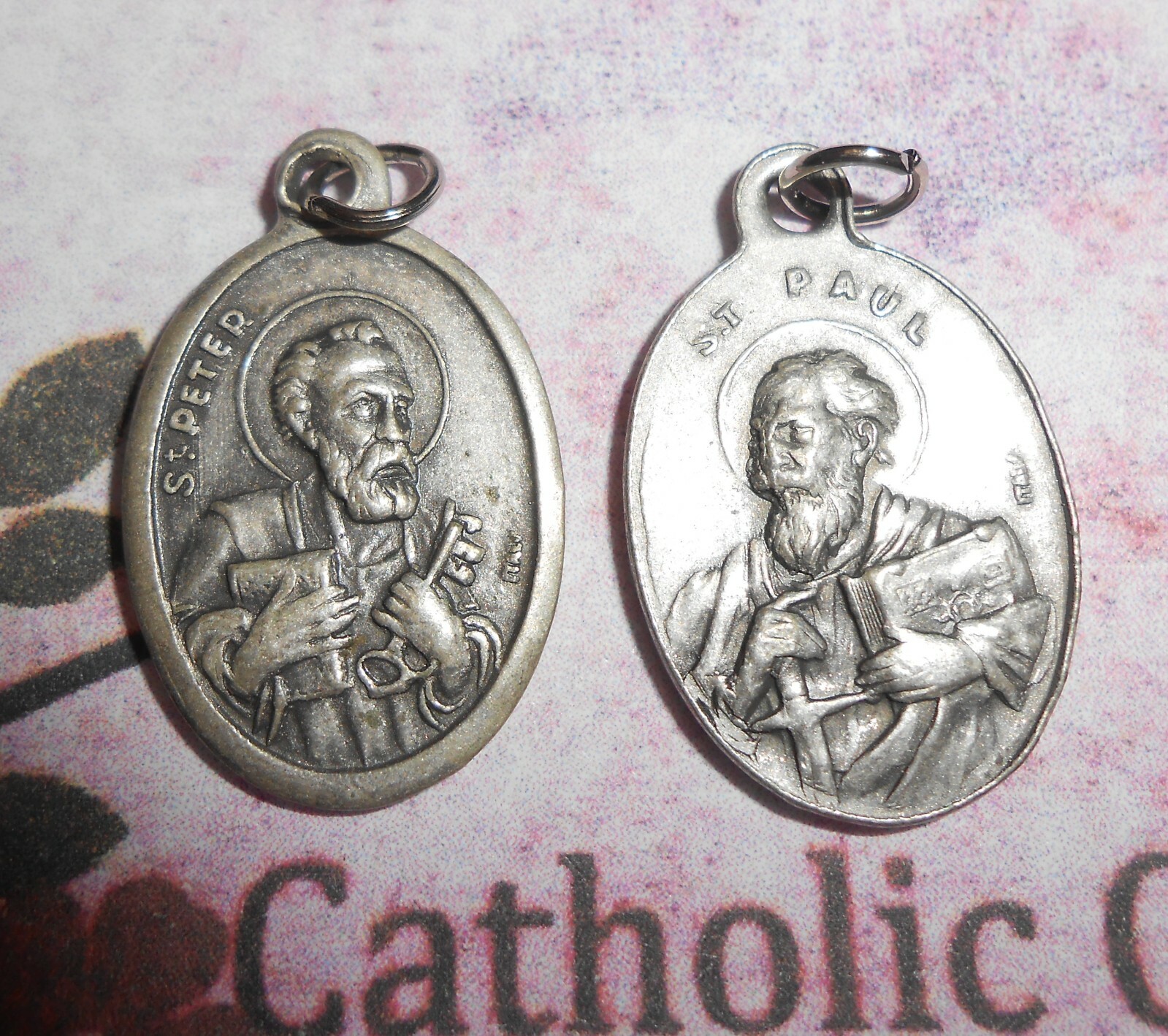 St. Peter & Saint Paul - S1 - Oxidized  Italian Silver Tone one inch Medal 