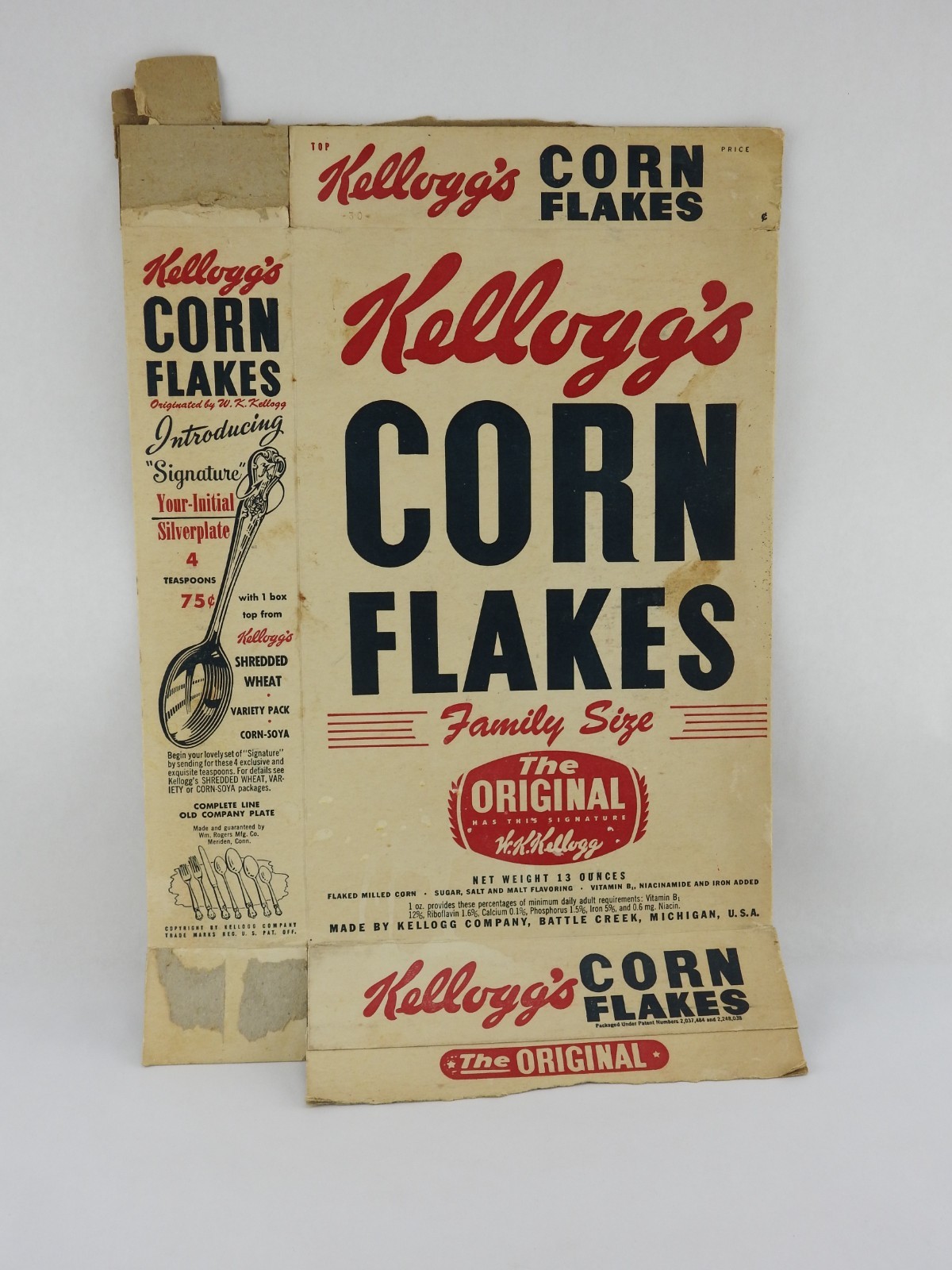 Vintage 1950s Kelloggs Corn Flakes Empty Cereal Box Whistle Loco Premium White