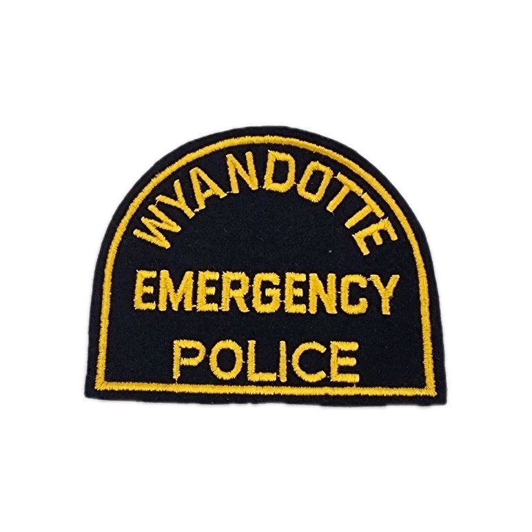 WYANDOTTE EMERGENCY POLICE SHOULDER PATCH CHEESECLOTH MICHIGAN 