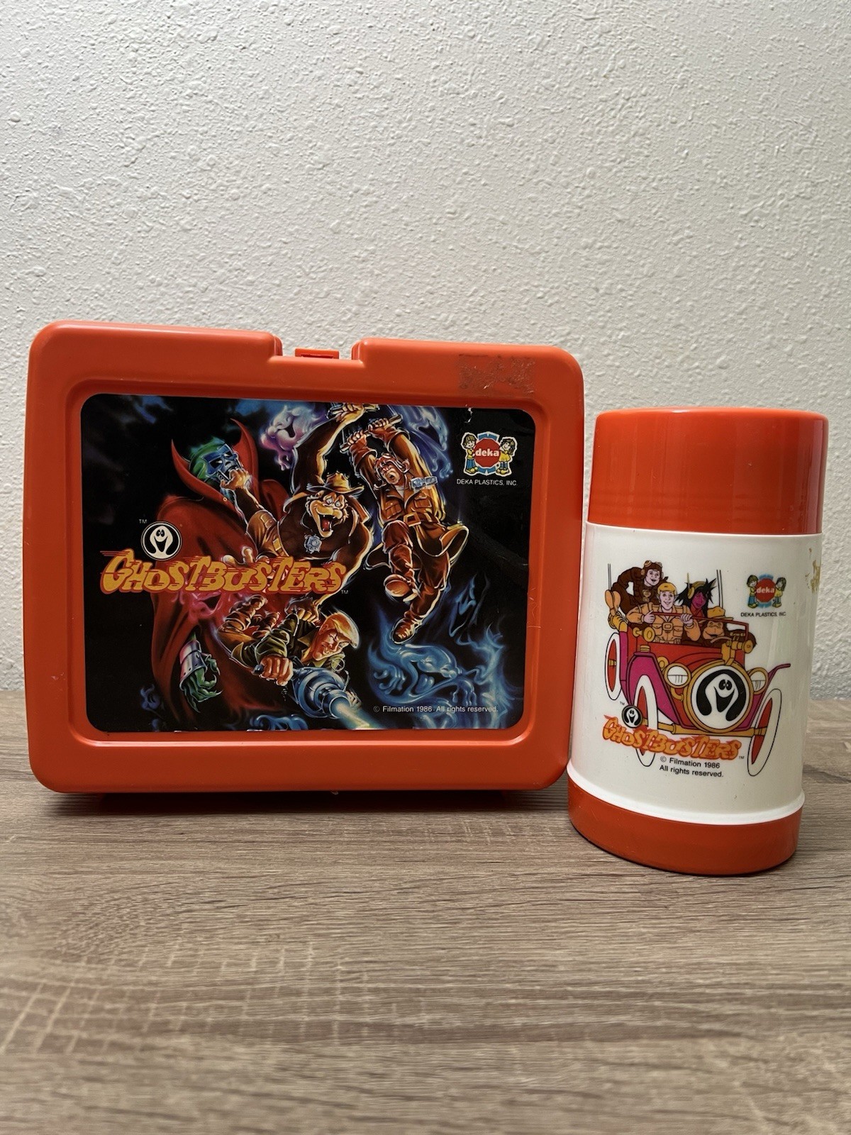 Vintage 1986 Deka Filmation Ghostbusters Lunchbox With Thermos RARE