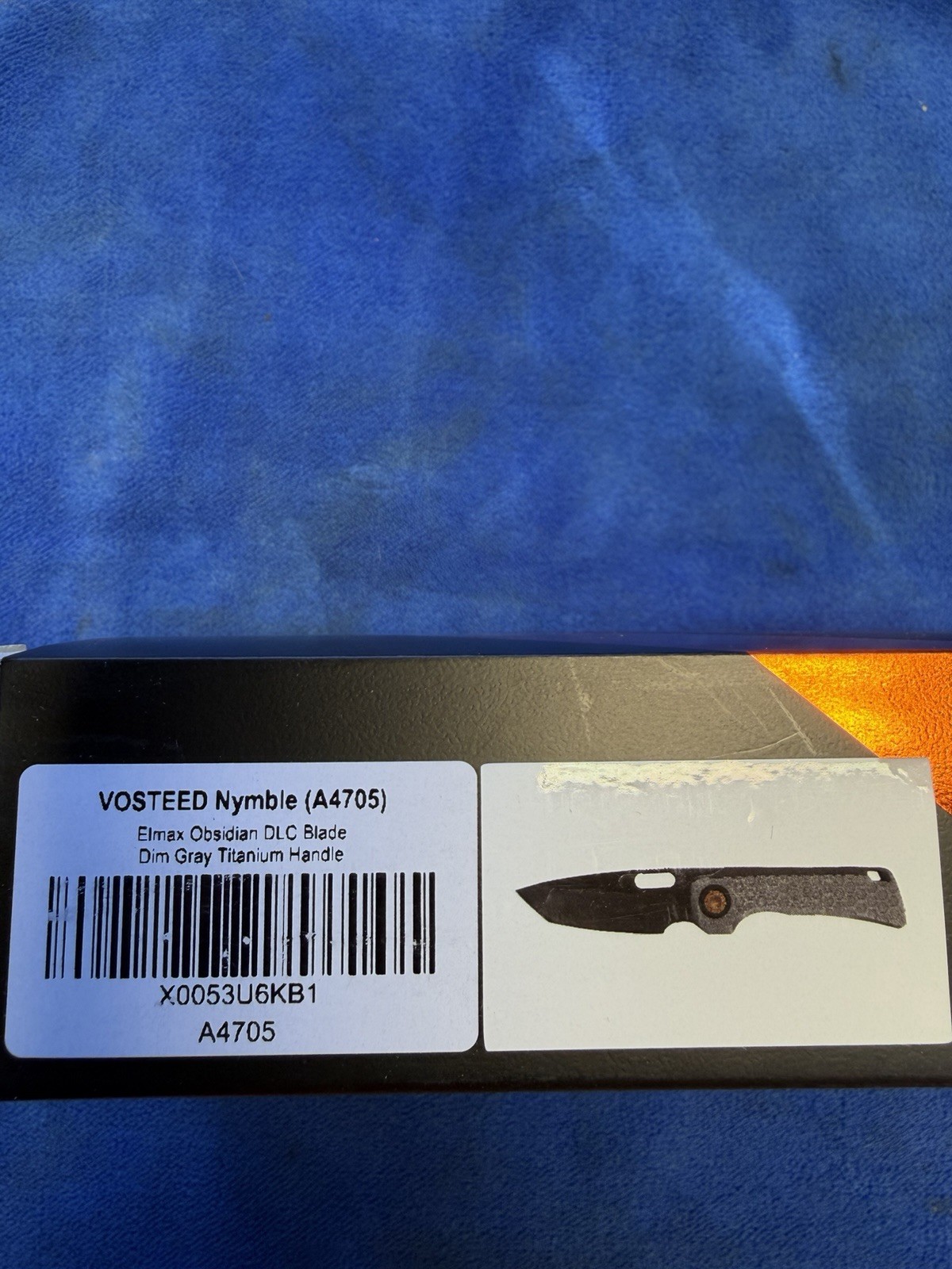 Vosteed Nymble A4705 Elmax Obsidian DLC Tanto Blade Gray Titanium Handle