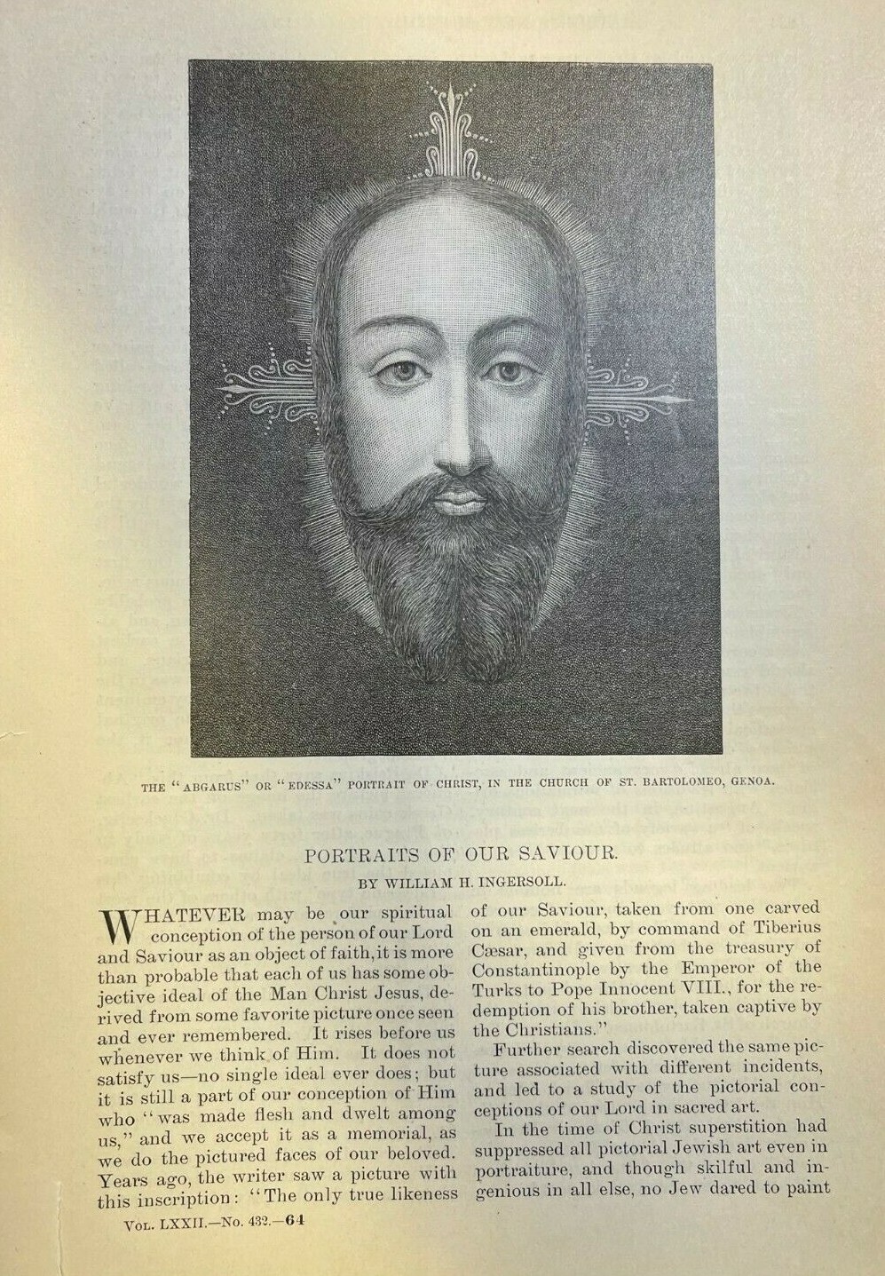 1886 Portraits of Our Savior Jesus Christ Christianity illustrated