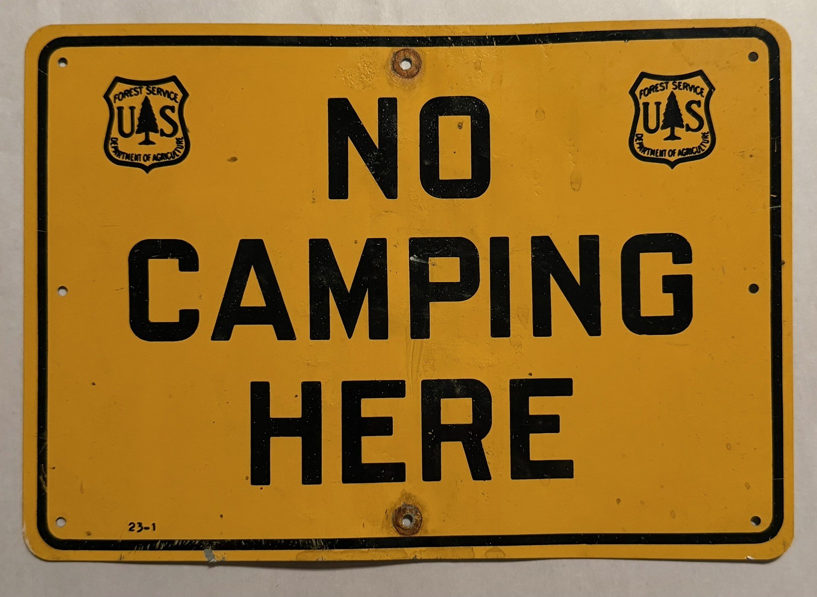 Vintage US Forest Service Sign No Camping Here Agriculture Original Park