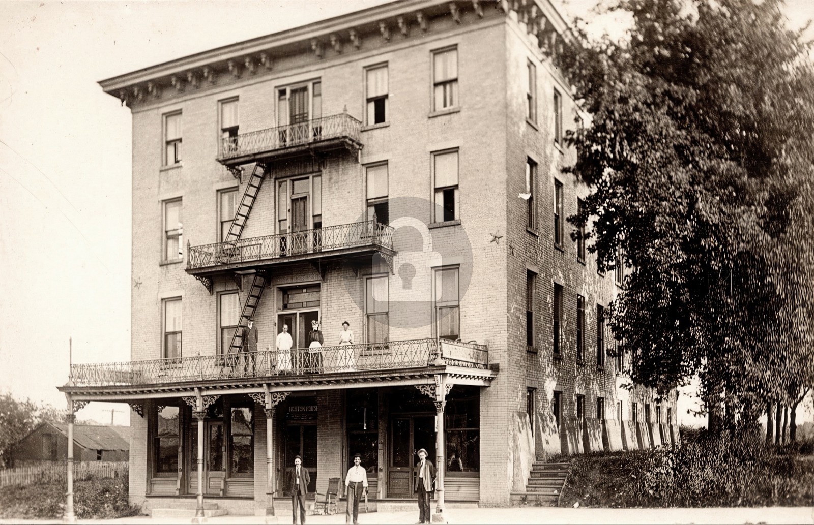 Nebraska City NE Morton House 4 Story Hotel Fire Escapes 1910 RPPC Postcard COPY