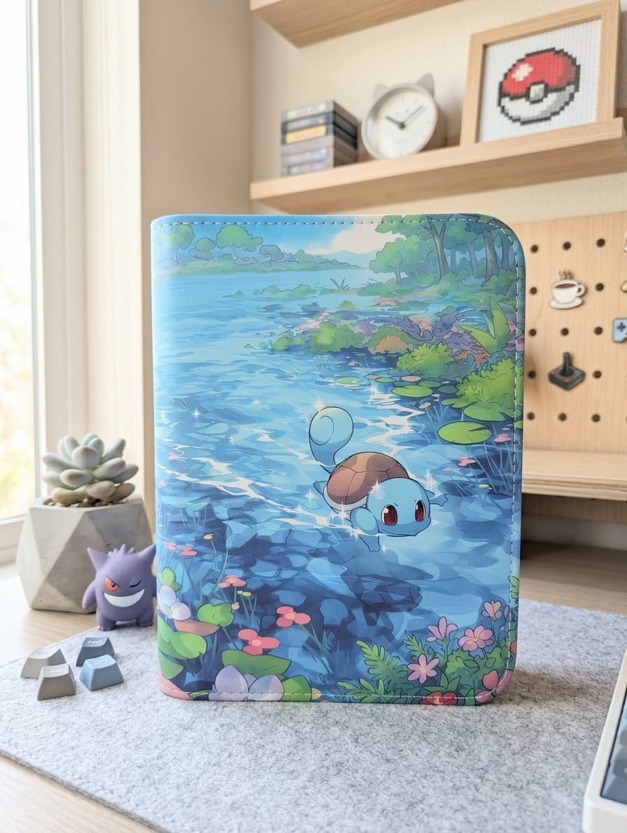 Pokemon Card Premium Binder Squirtle Slowpoke Album 4 pocket 160 cards TCG Green