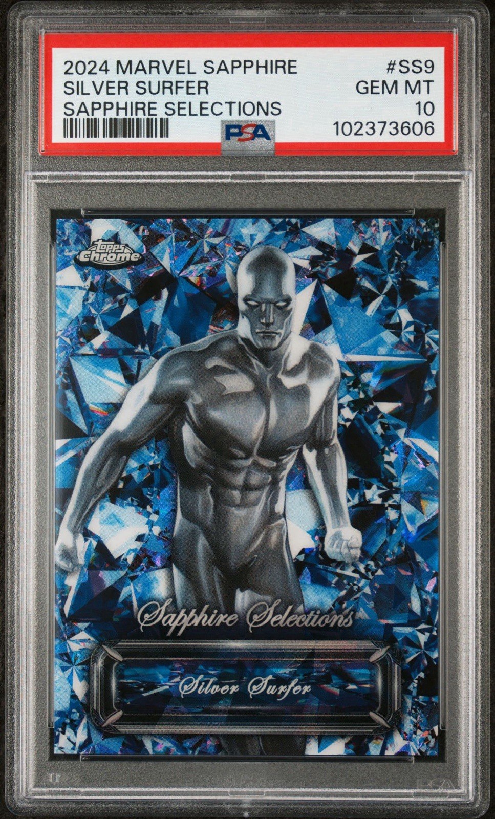 2024 Topps Chrome Sapphire Marvel Silver Surfer Sapphire Selections SS-9 PSA 10