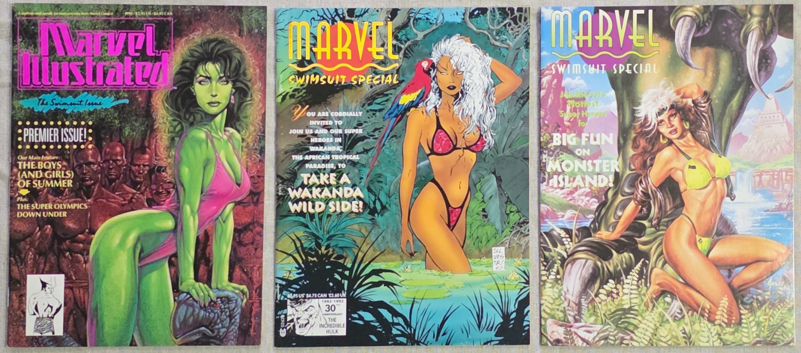 Lot x3 MARVEL ILLUSTRATED SWIMSUIT SPECIAL #1, 2, 3 (92-94) VF