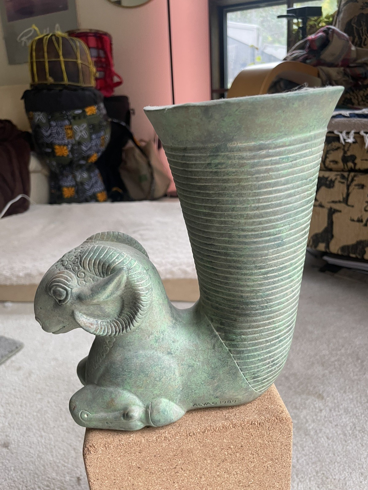 Vintage ALVA Museum Replicas Achaemenid Ram’s Head Rhyton Vessel ©1980
