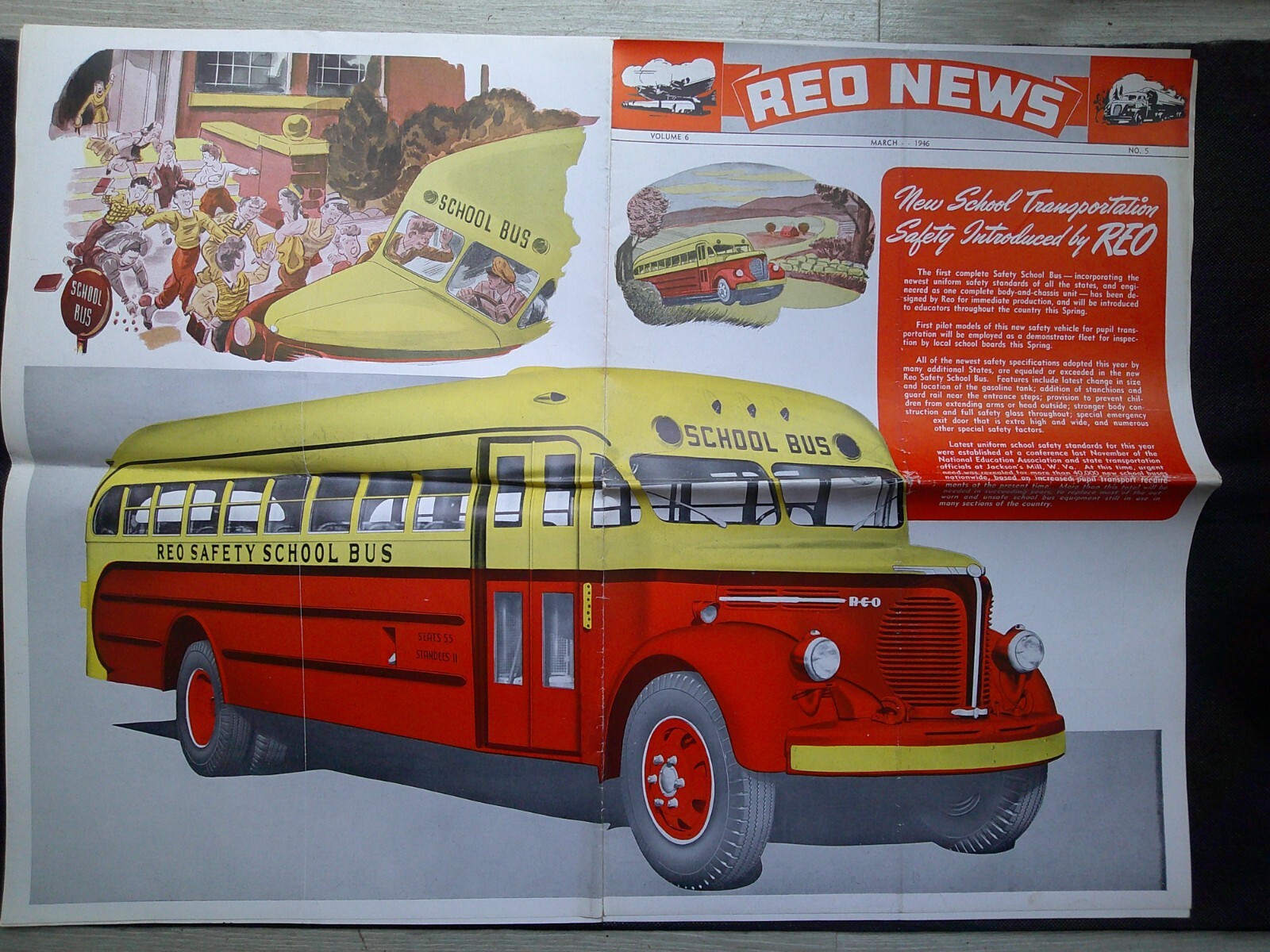REO News Truck Trade Magazine Mar 1946 Orig. 8 pgs  REO School Bus