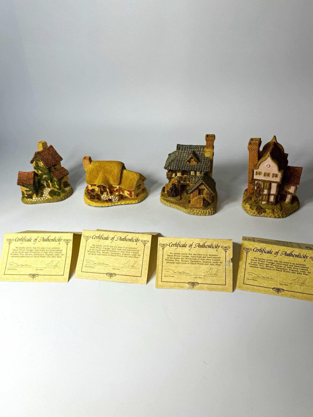 David Winter Cottages Lot 4 Box COA Rose Ivy Suffolk Coopers 1980s John Hine