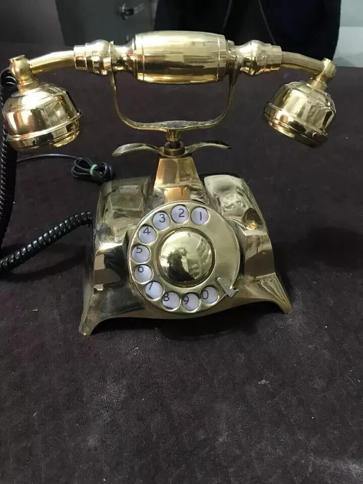 Solid Brass Telefone French Victorian Style Rotary Dial Desk Telephone