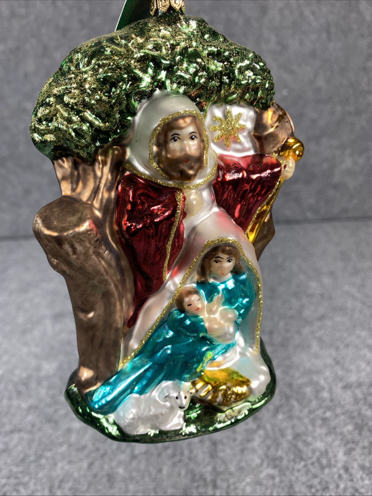 European Hand-Made Blown Glass Christmas Ornament Nativity Scene Made in Poland