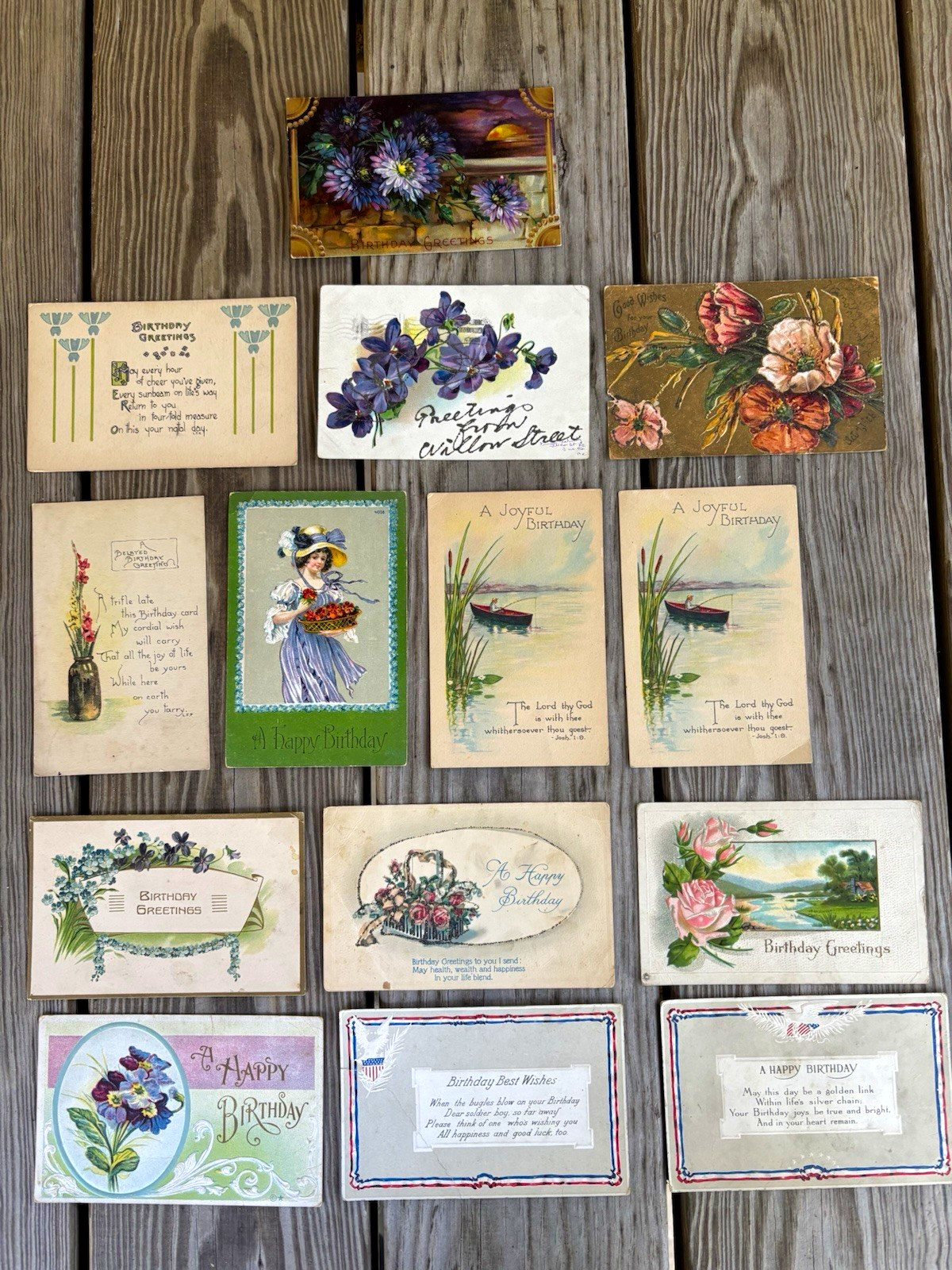14 Vintage Embossed Birthday Postcards 1906-1907 1 Cent Stamps Lancaster PA