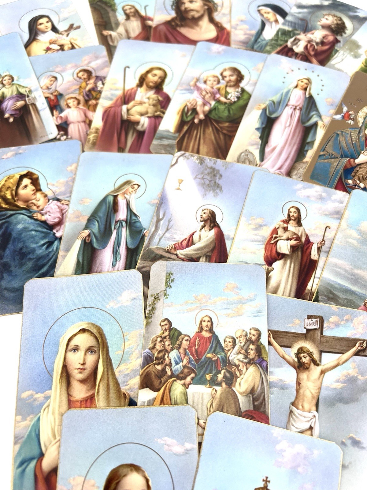 VTG Catholic Ephemera LOT of 25 Assorted Prayer Cards English Mary Jesus Gilded