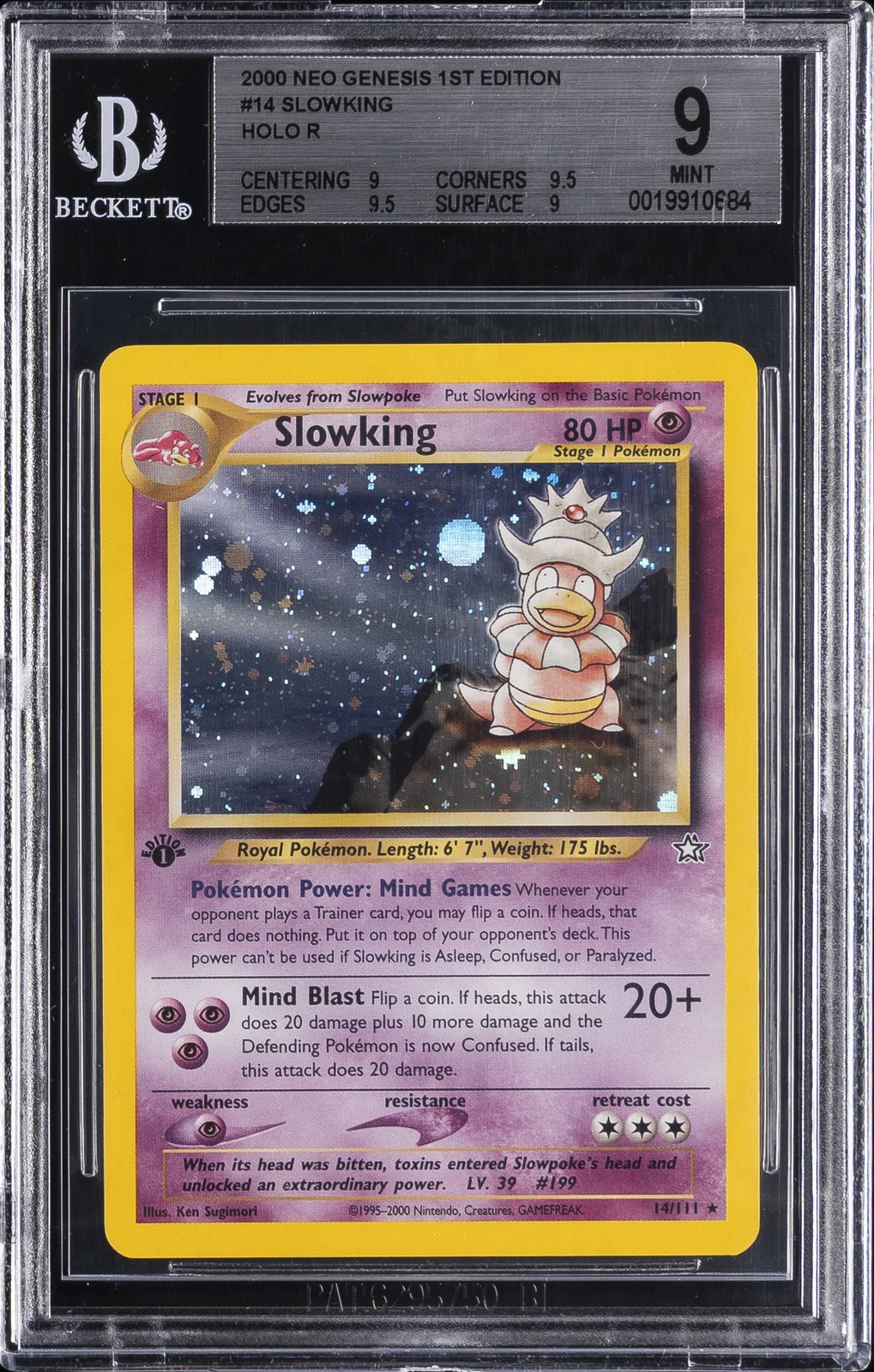 2000 NEO GENESIS 1ST EDITION #14 SLOWKING BGS 9