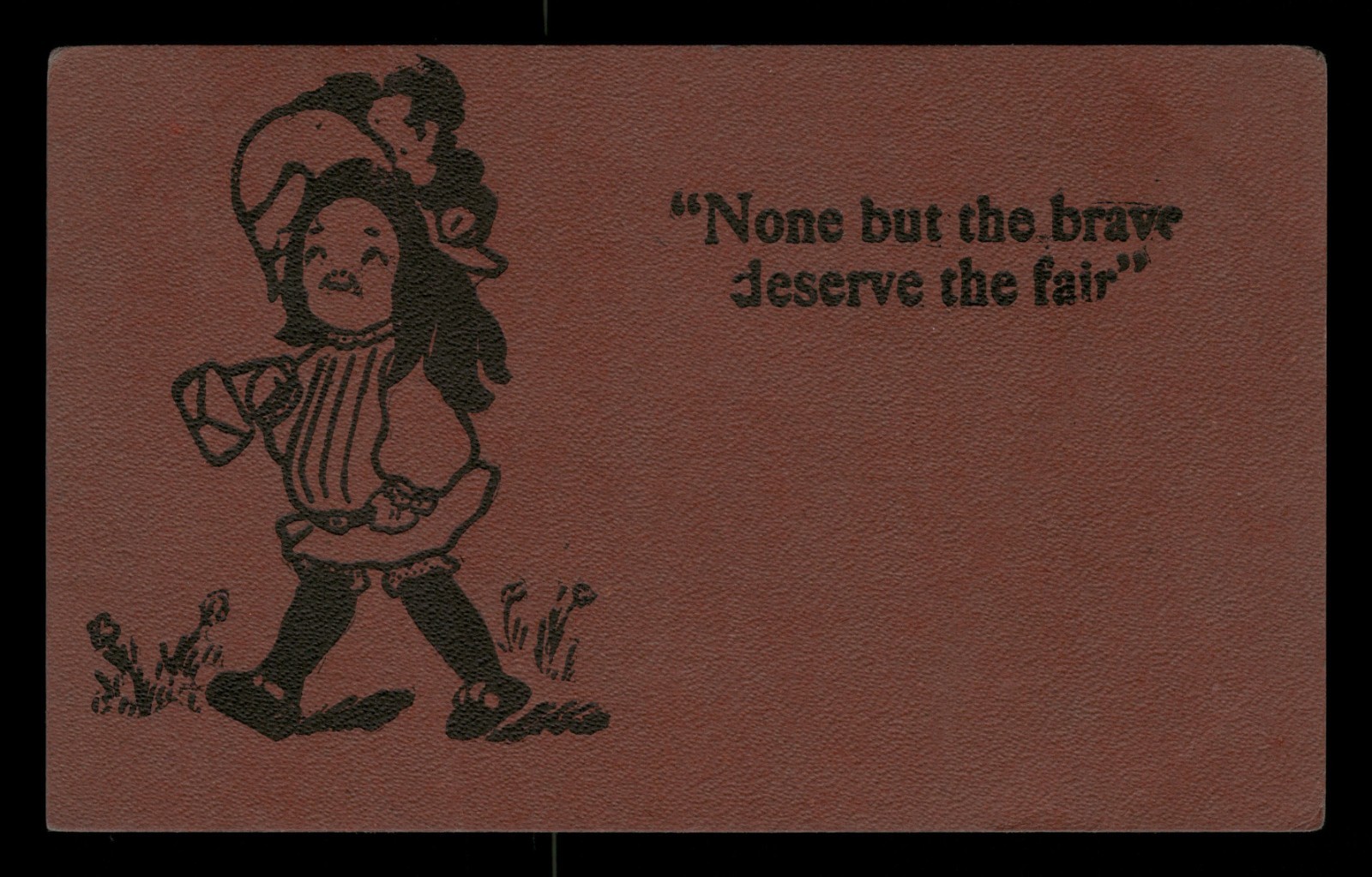Postcard Motto None But the Brave Deserve the Fair Post Marked 1908