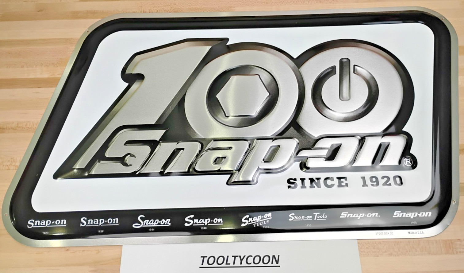 Snap-On Tools NEW Ultra RARE 100th Anniversary Tin SIGN Collector BLACK & WHITE