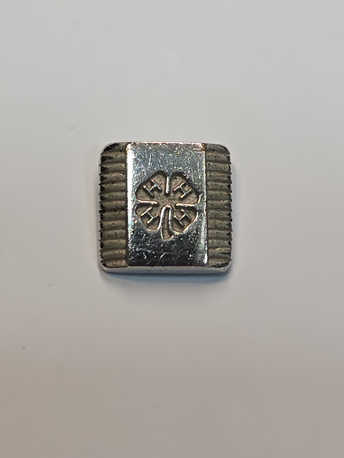 4-H Tie Tack Pin Head Heart Hands & Health Silver Color Very Small by Leavens