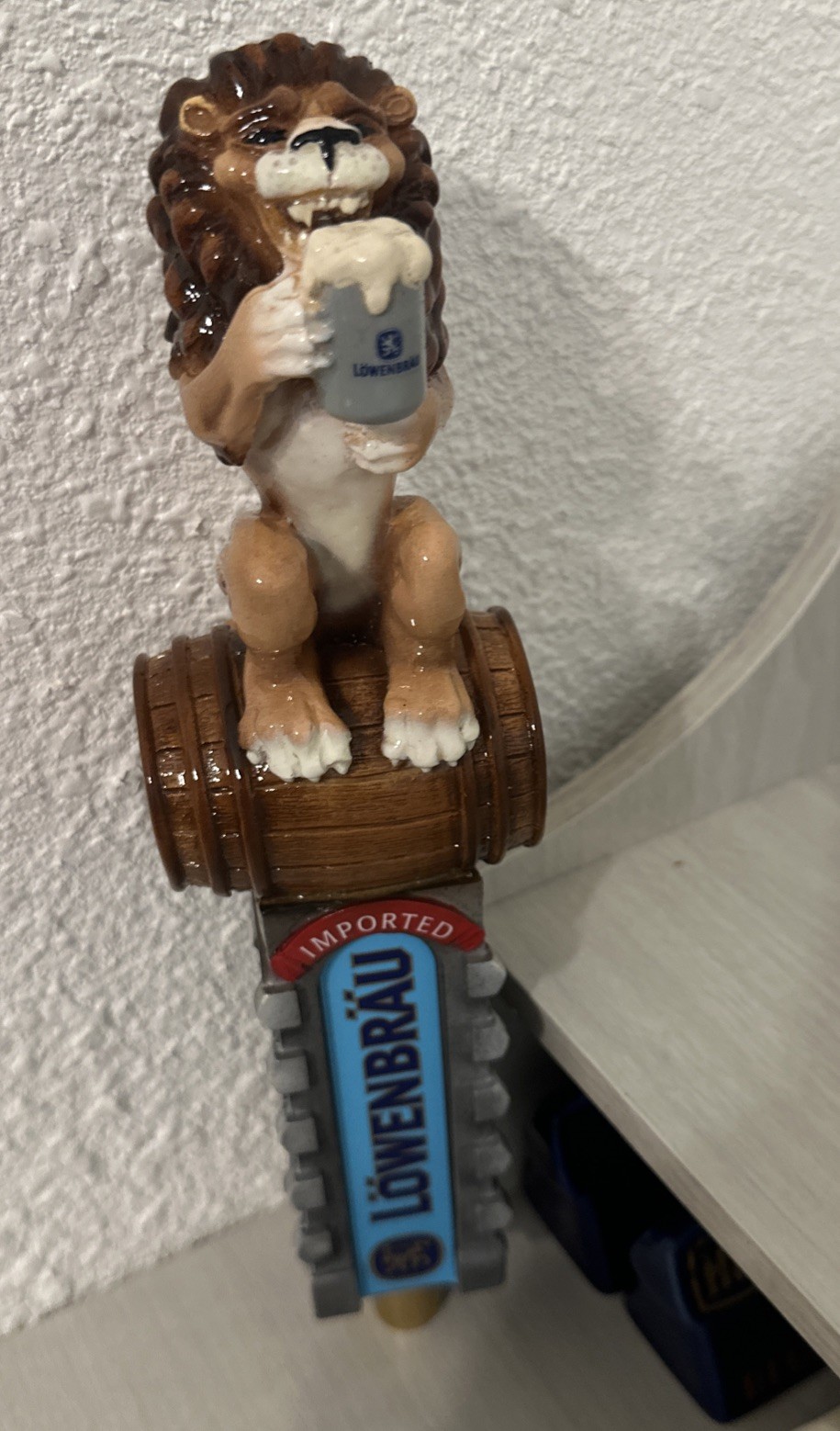 Lowenbrau Beer Tap Handle Lion Drinking NEW excellent bar collectible