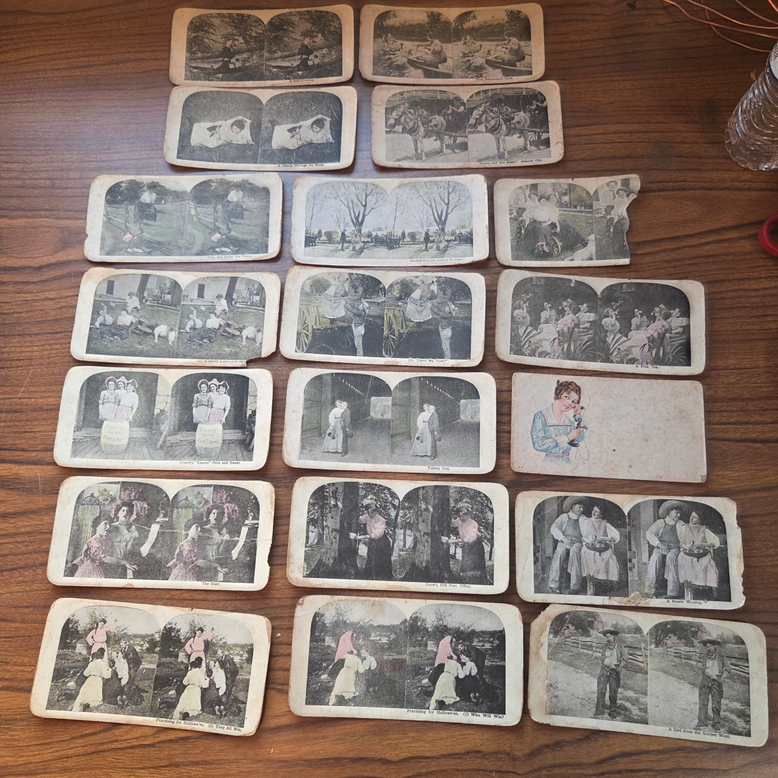 Lot of 17 Antique Stereoview Cards Victorian Scenes Halloween Atlantic City Foch
