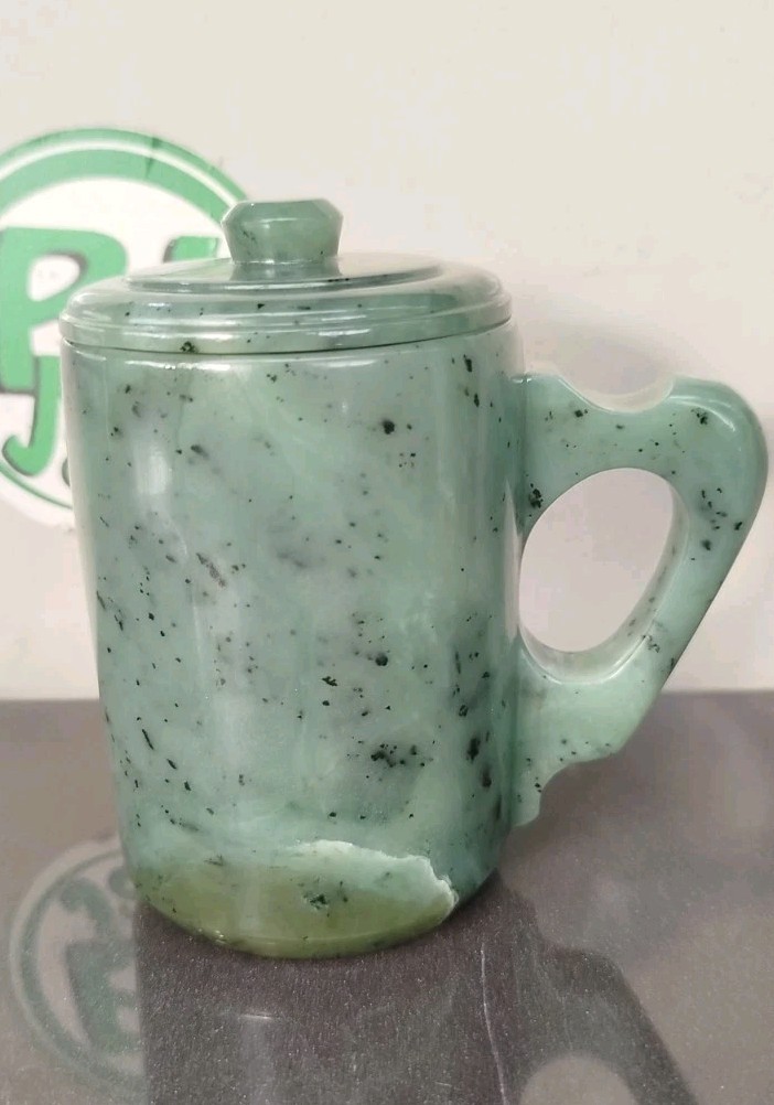 Handmade Nephrite Jade Shot Glass – Natural Stone Cup – Shot Glass Green Jade