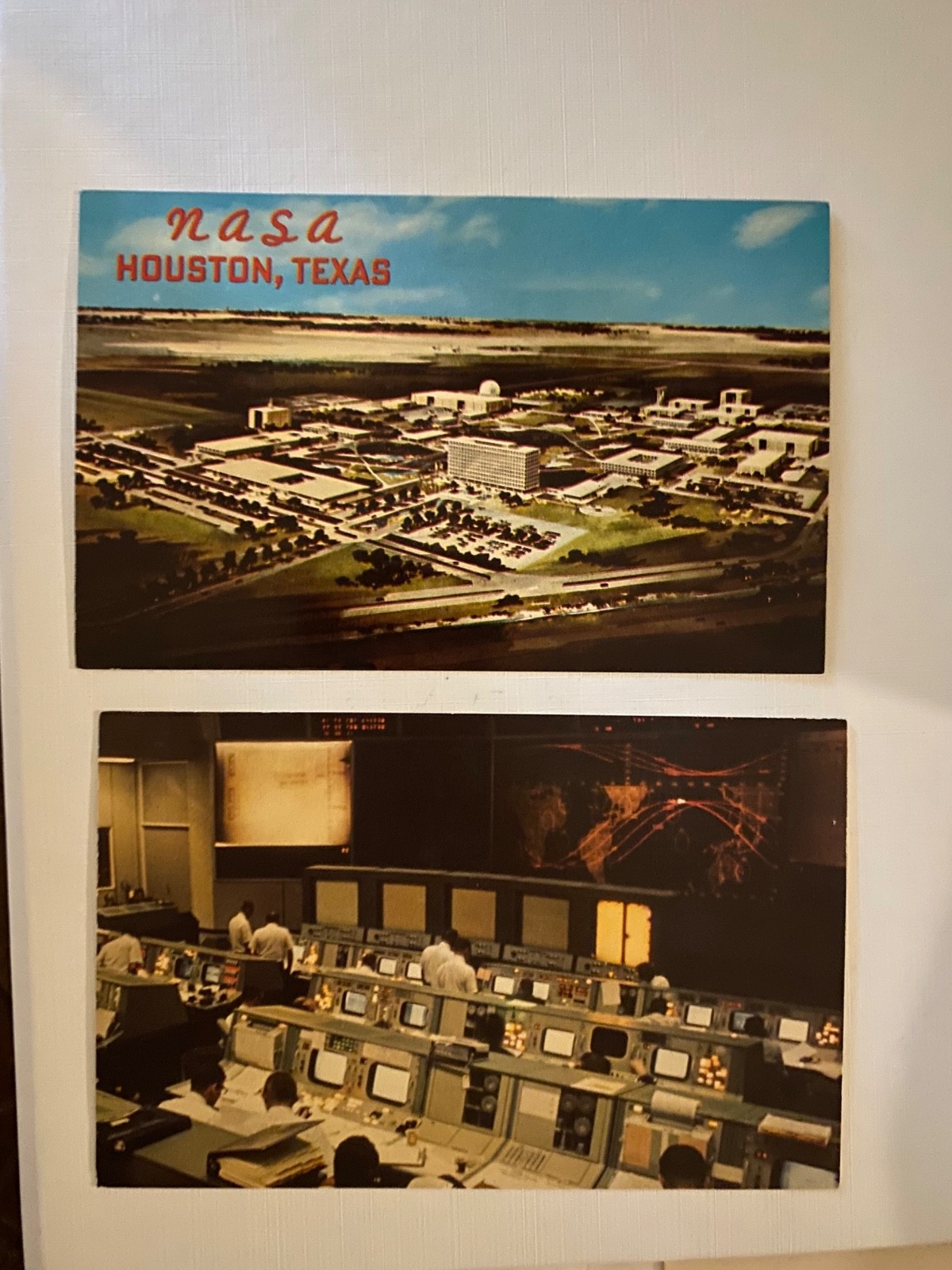 Vintage 1960s NASA Postcard Lot (2) Houston Manned Spacecraft Center Control Roo